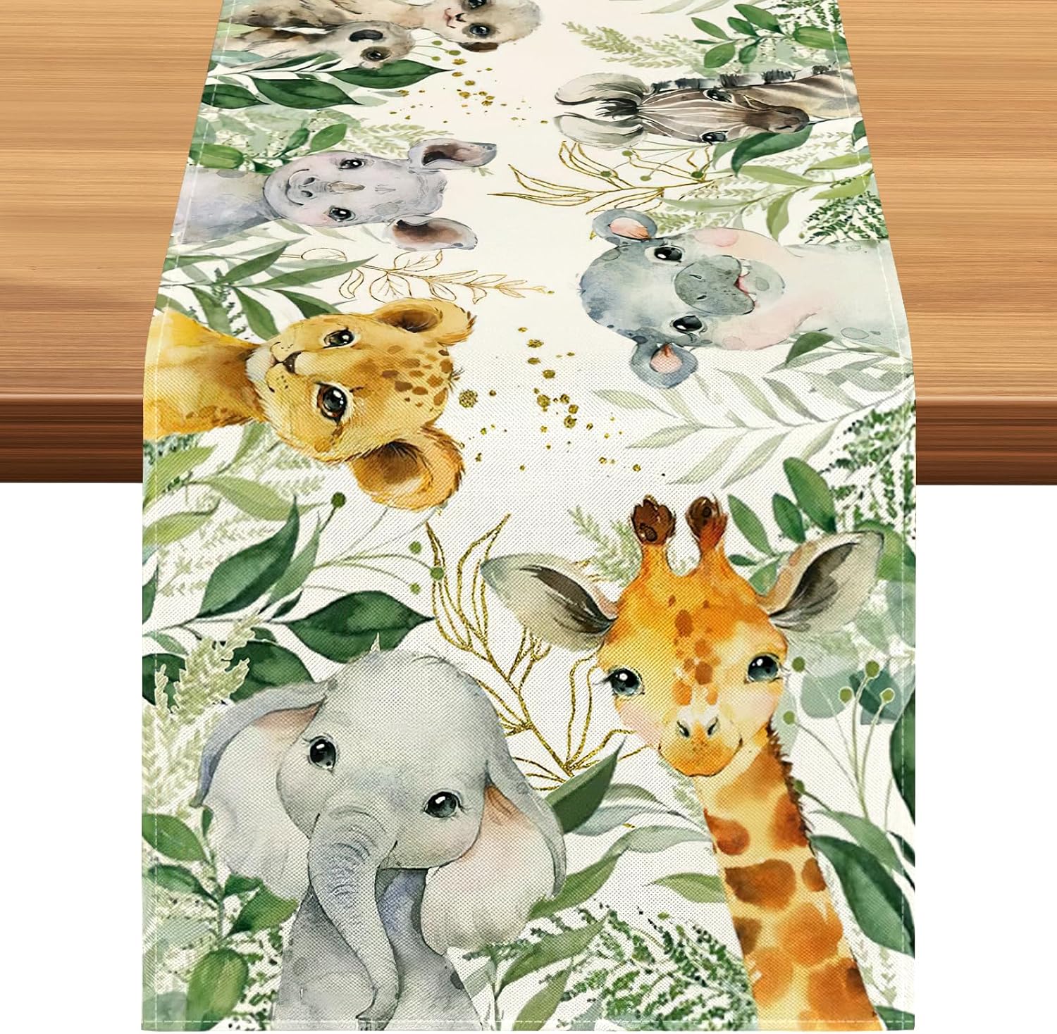 Tischläufer Mit Tiermotiv, 33 X 183 Cm, Waschbar, Mit Blattmuster, Tischdecke Mit Tiermotiv