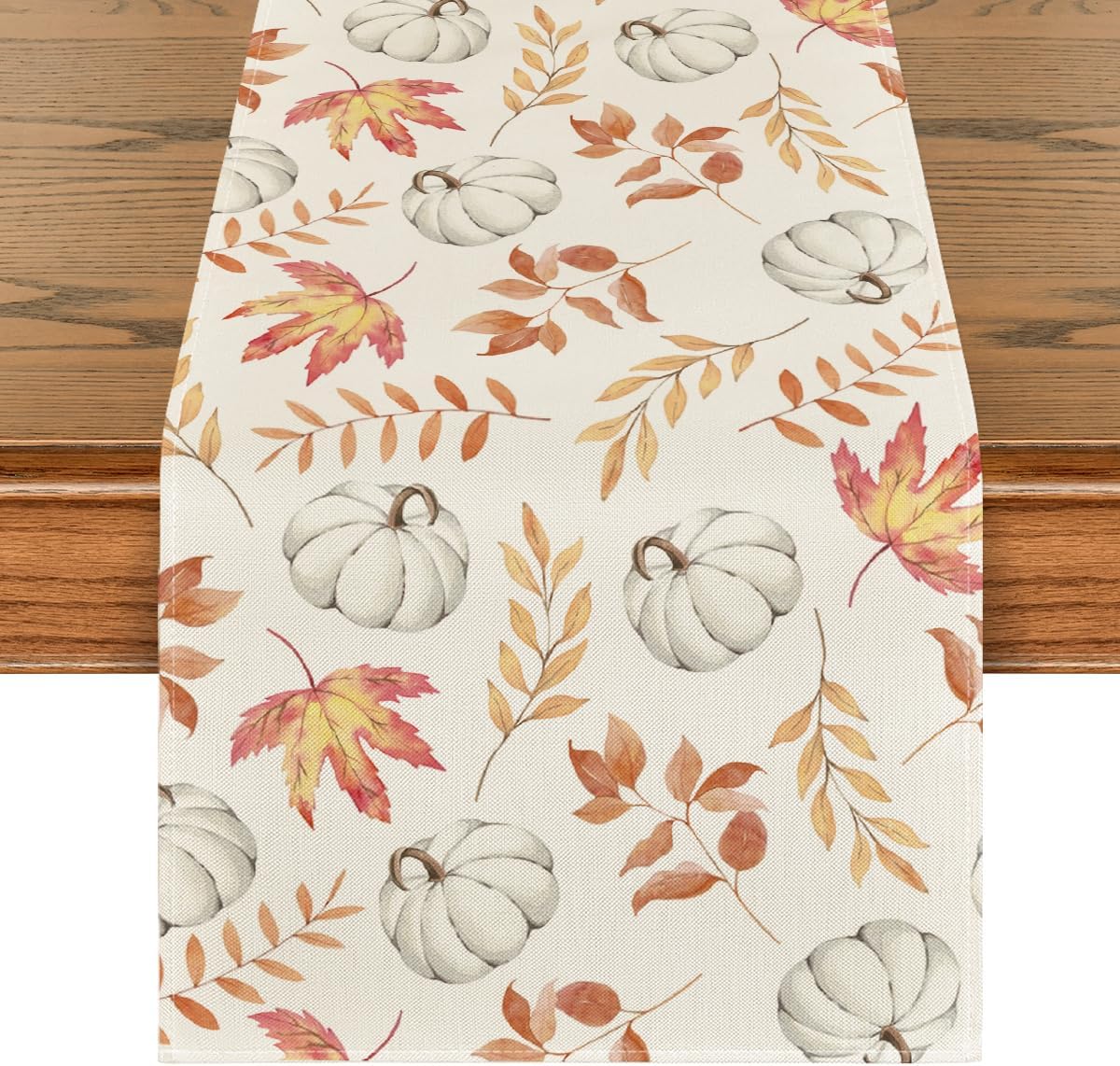Herbstlicher Tischläufer Mit Kürbissen Und Orangefarbenen Blättern, 40 X 140 Cm – Saisonale Tischdekoration Für Wohnzimmer, Feiertage Und Partys Im Innenbereich