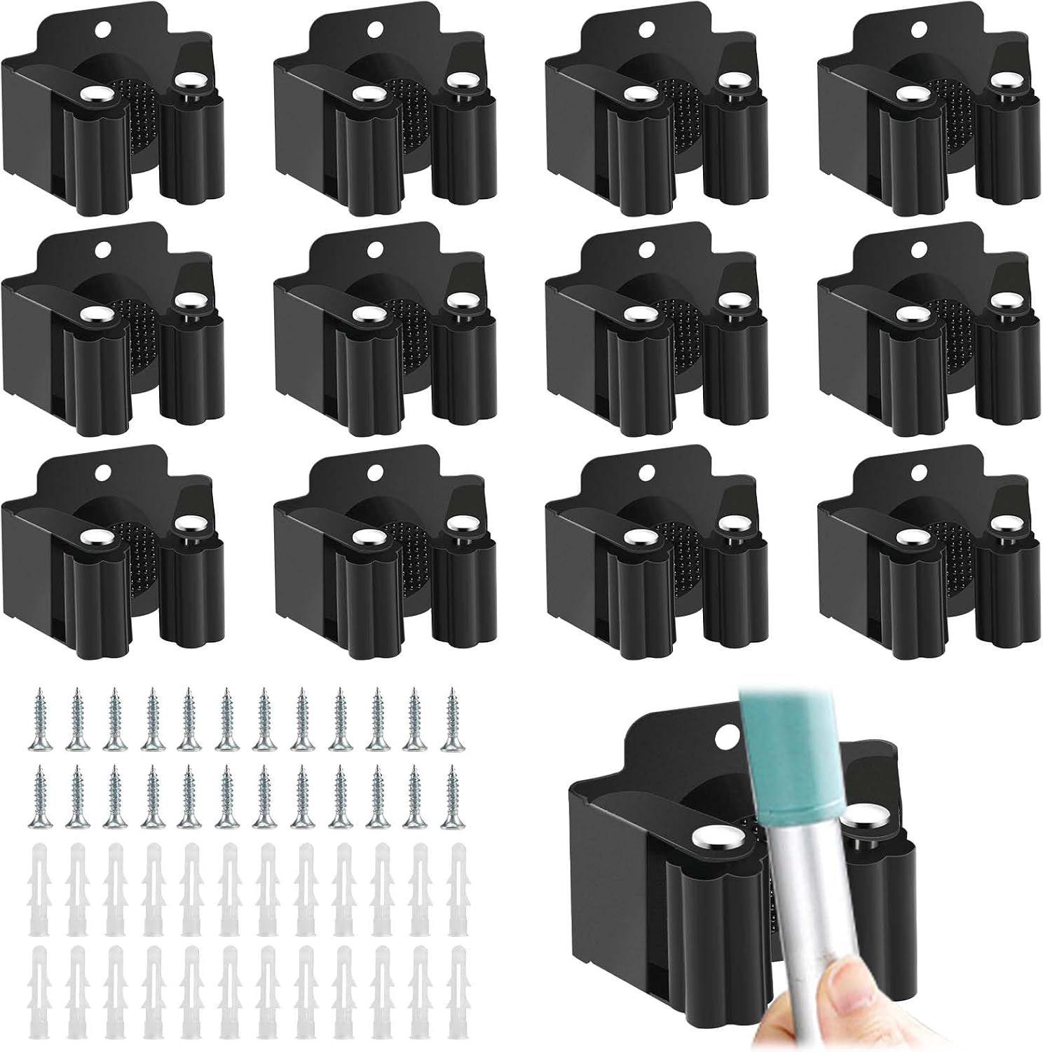 Set Mit 12 Wandhalterungen, Wandhalterungen Für Besen, Wandhalterungen Für Gartengeräte, Werkzeughalter Zum Aufhängen Von Gartengeräten Und Besen Für Mopps, Besen, Schaufeln, Werkzeuge