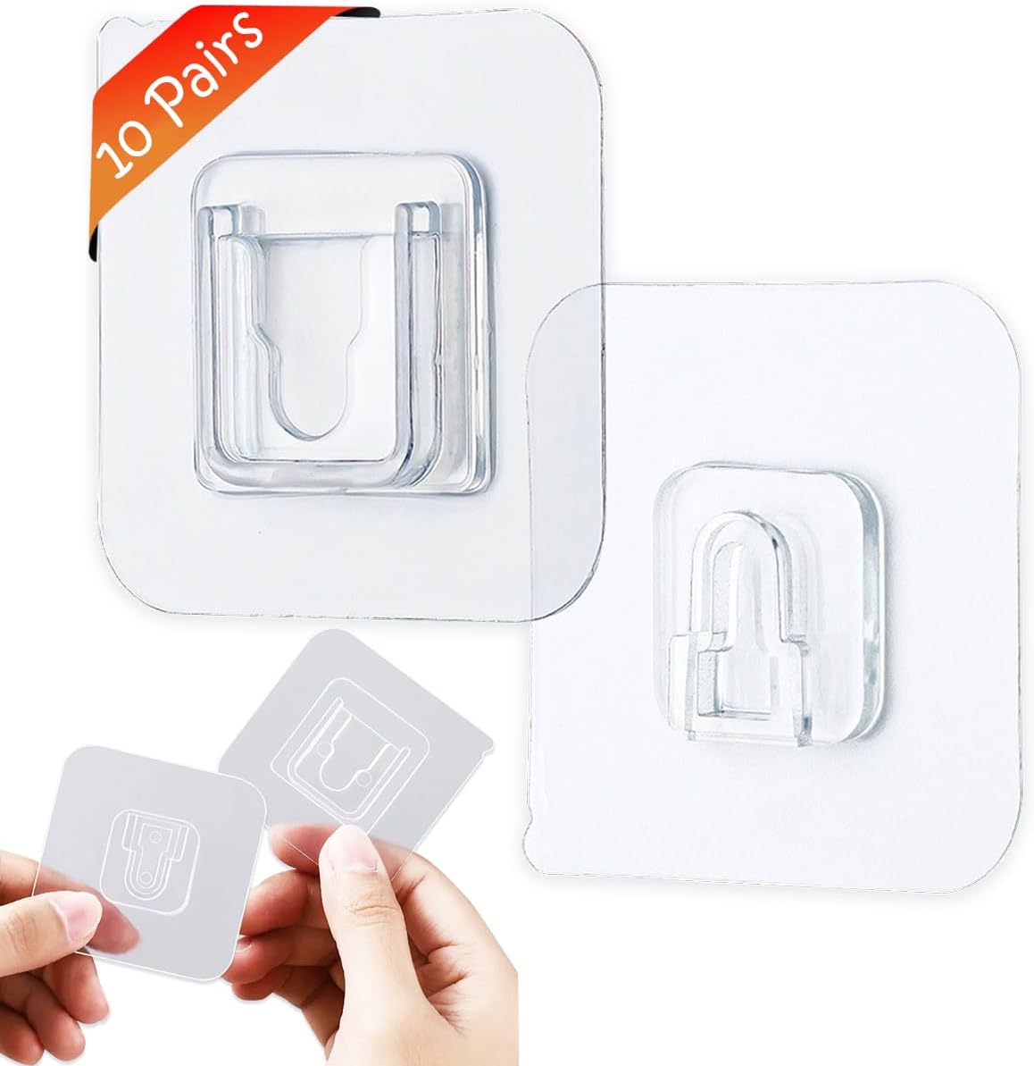 10-teiliges Set Doppelseitiger, Transparenter Klebehaken Für Die Wand, Bohrfreie Montage, Tragkraft 15 Kg, Für Bilderrahmen, Router Und Steckdosen, Geeignet Für Küche, Wohnzimmer Und Badezimmer