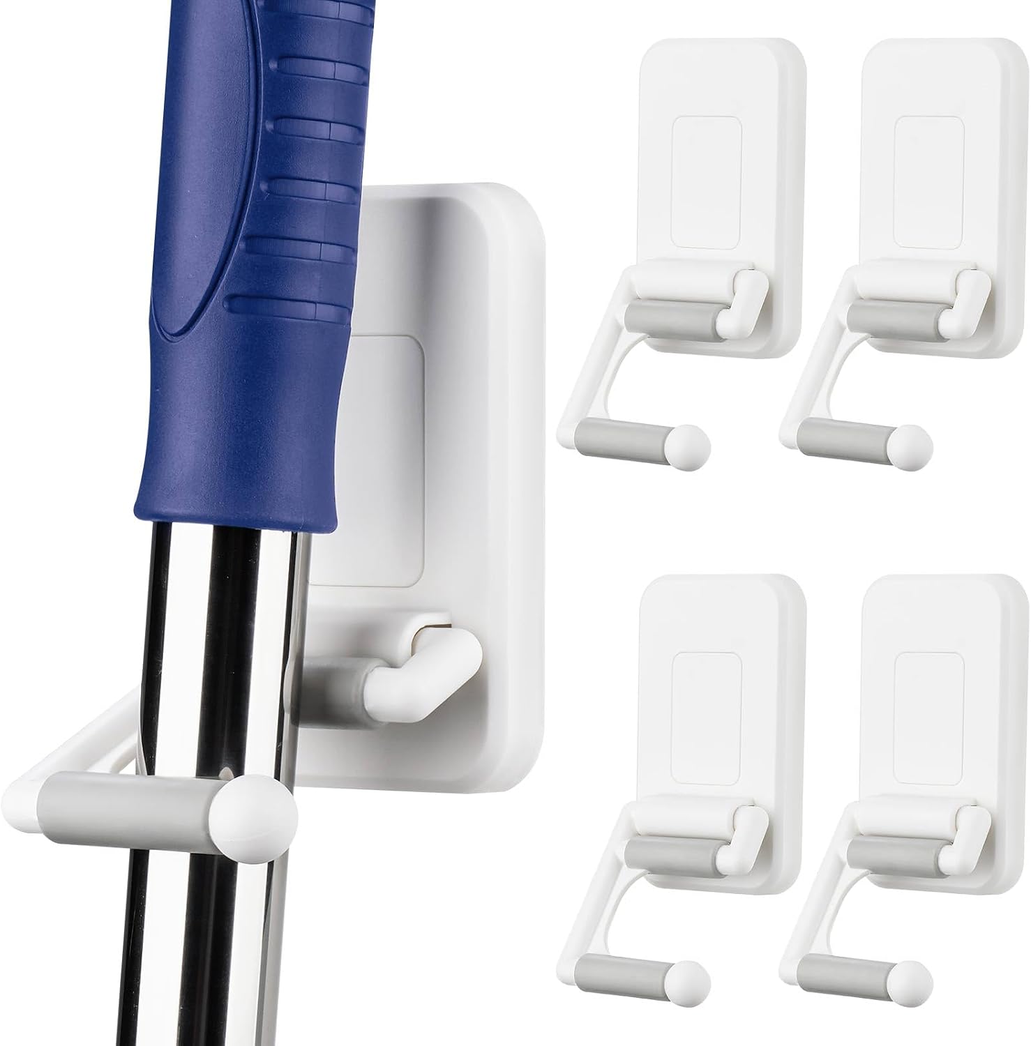 Set Mit 4 Wandhalterungen Für Besen Und Mopp, Selbstklebende Werkzeughalter Ohne Bohren, Aufbewahrungsorganizer Für Garage, Küche Und Gartenhaus