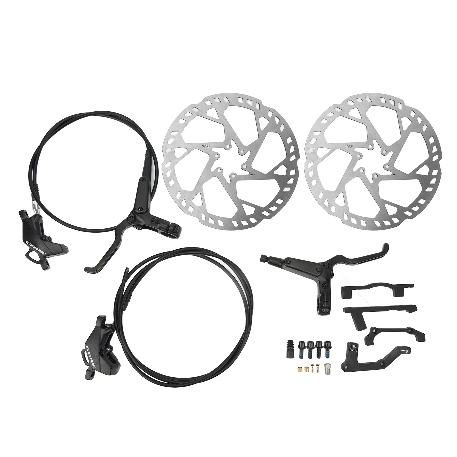 Hydraulische 4-kolben-scheibenbremsen Aus Aluminiumlegierung Für Mountainbikes, Vorne Und Hinten, Mit 203 Mm Scheibe.