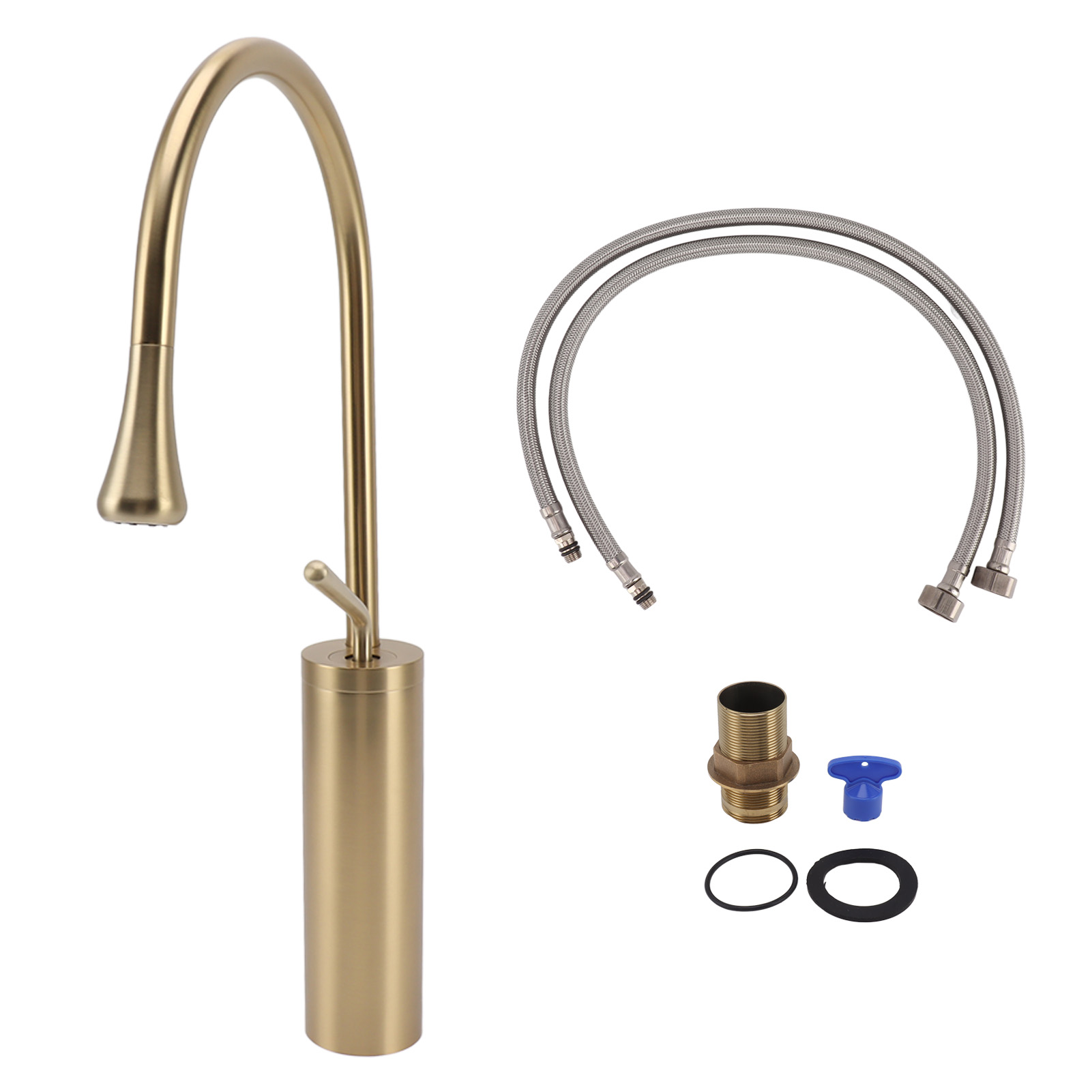 Stilvolle Und Praktische Design-waschtischarmatur Mit Integriertem Schwenkauslauf Für Bad, Zuhause Oder Hotel, Oberfläche In Gebürstetem Gold