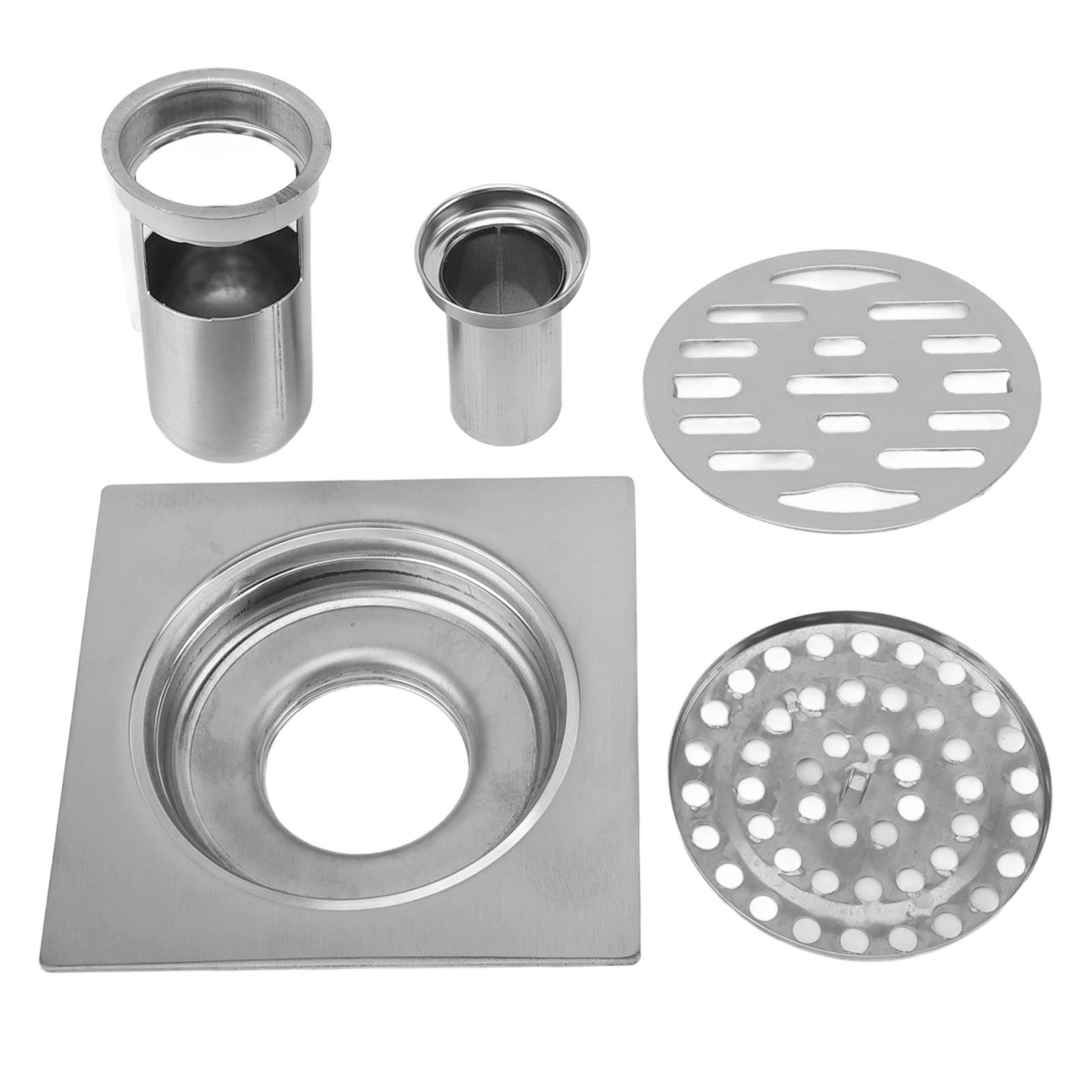 4,3 Zoll (11 Cm) Quadratisches Duschablaufset Aus Edelstahl, Verstopfungsfrei Und Geruchsneutral, Für 50-mm- Oder 75-mm-rohre, Badezimmer Oder Waschküche