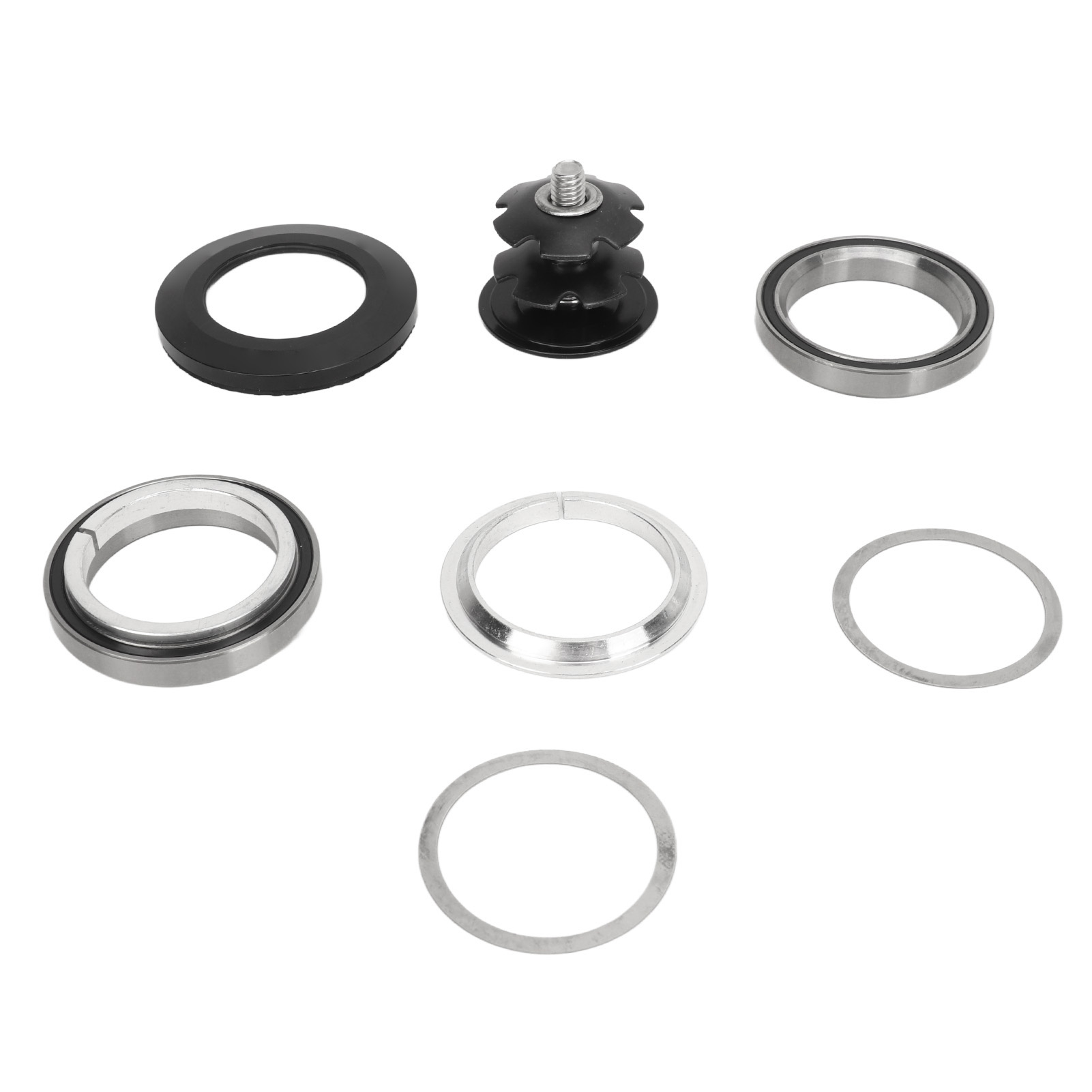 Lager-, Distanzstück- Und Sternmutternsatz Aus Aluminiumlegierung Für Fahrradsteuersätze, Kompatibel Mit 41-mm- Und 28,6-mm-gabelrohren Mit Geradem Schaft. Fahrradzubehör.