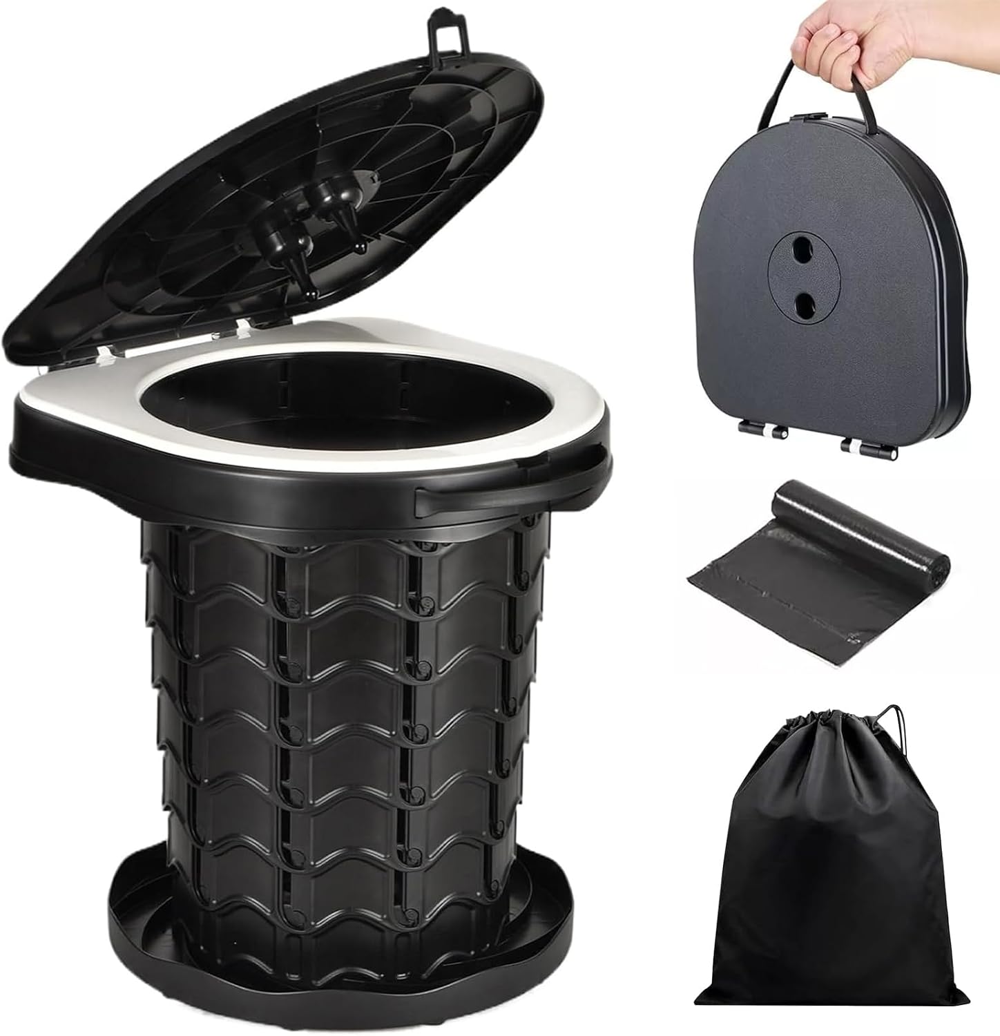 Tragbare Toilette, 220 Kg Trockentoilette Für Camping, Faltbar, Mit 10 Wasserdichten Packsäcken, Für Camping, Reisen, Wandern Und Angeln