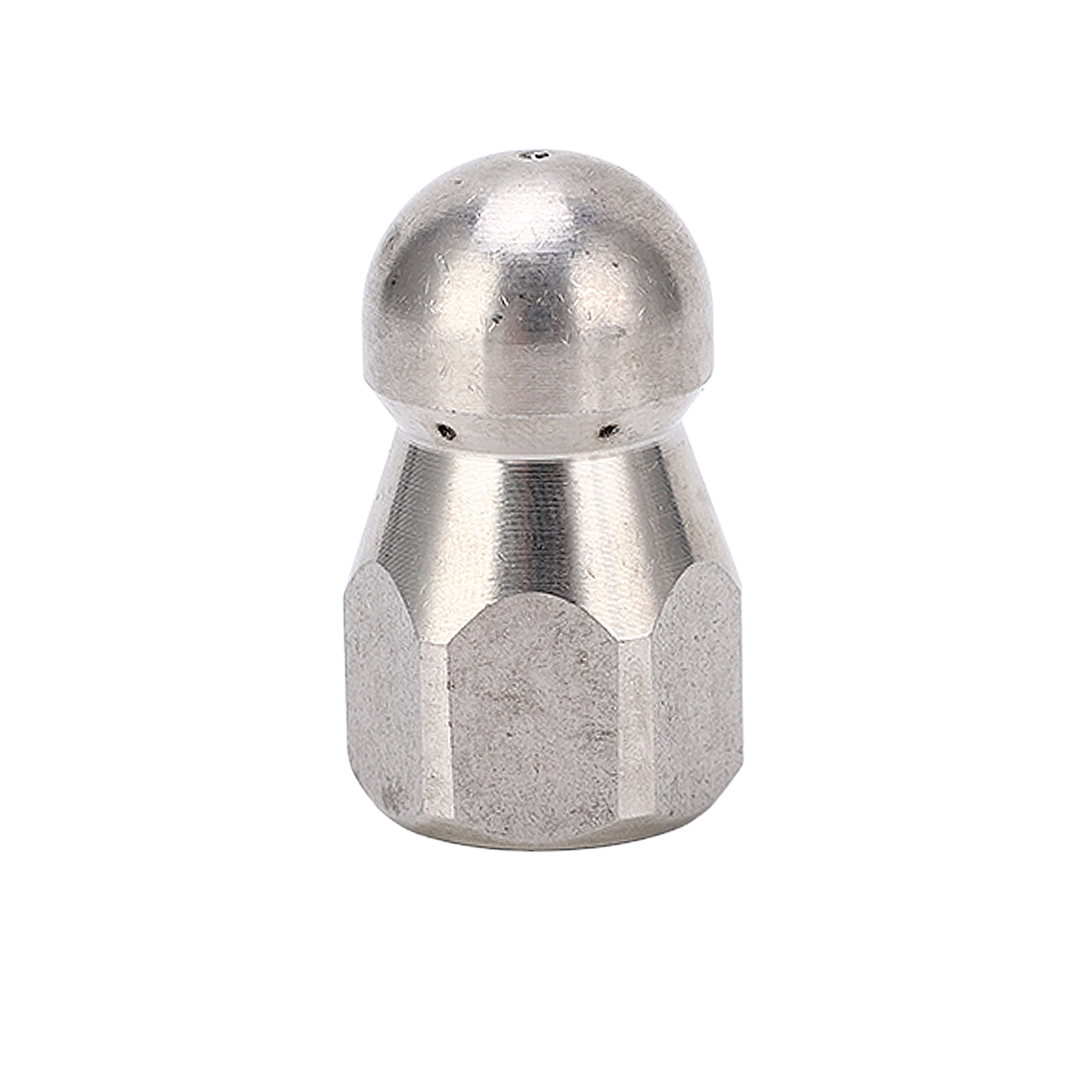 Hochdruck-reinigungsdüse (5000 Psi) Zur Abflussreinigung, Edelstahl-wasserstrahldüse, Kugelkopf, Je Ein Anschluss Vorne Und Hinten, 6 G1/4"-gewindebohrungen