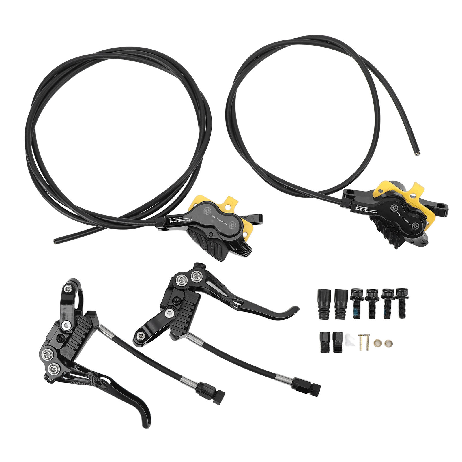 Hydraulische 4-kolben-scheibenbremsen Aus Cnc-gefräster Aluminiumlegierung Für Mountainbikes, 800 Mm Durchmesser Vorne Und 1550 Mm Hinten. Farbe: Schwarz.