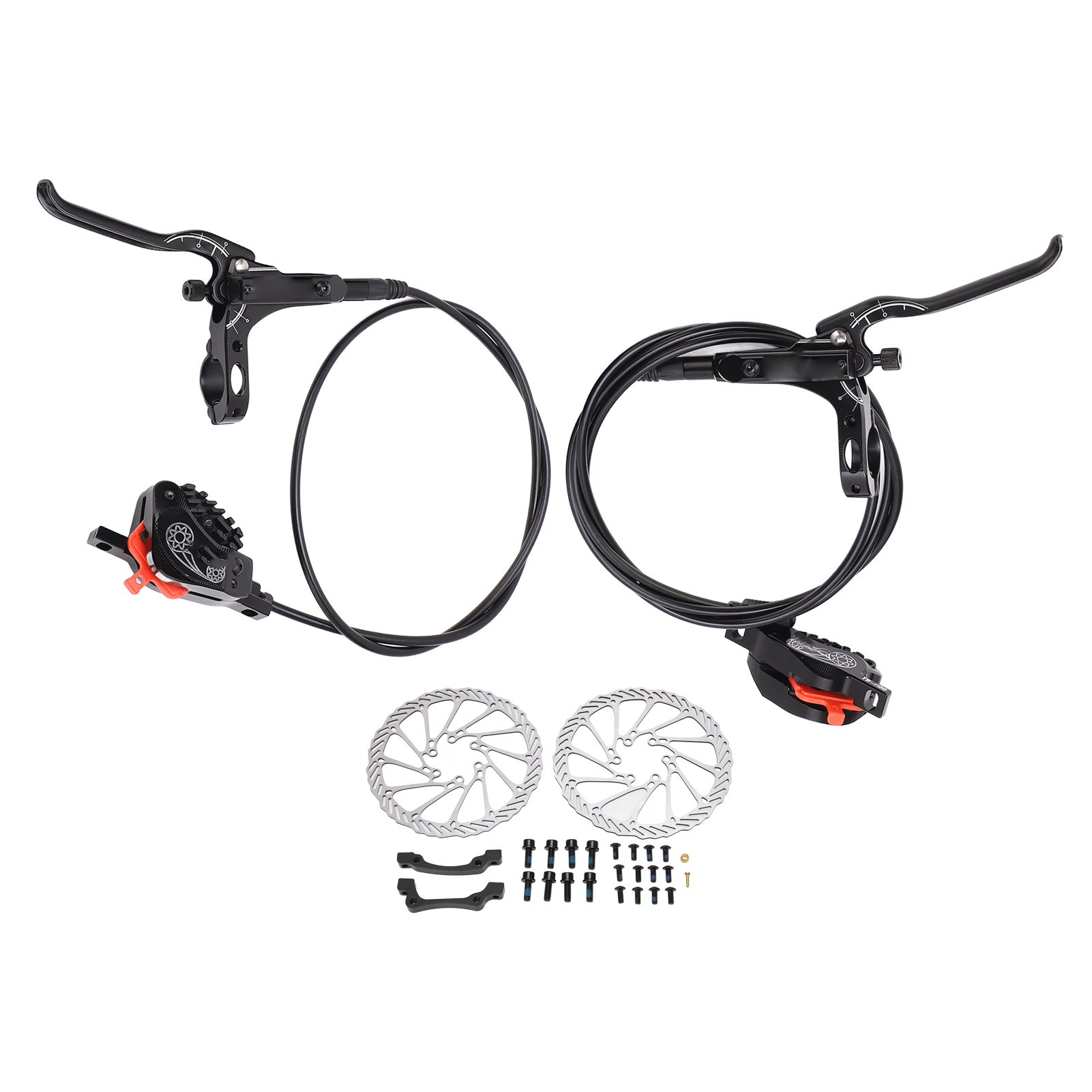 Hydraulische 4-kolben-scheibenbremsen Aus Aluminiumlegierung Für Vorder- Und Hinterrad, Für Mountainbikes, Schwarz