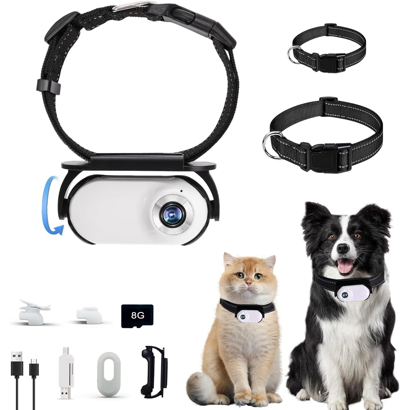 Kamerahalsband Für Katzen Mit 8-gb-speicherkarte, Kleine Kabellose Sportkamera Mit 1080p-hd-videoaufzeichnung, Körperkamera Für Haustiere Im Innen- Und Außenbereich
