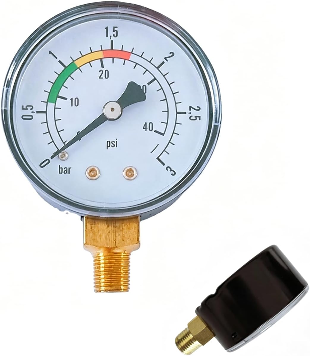1/4-zoll-wasserdruckmesser, 0–3 Bar/psi, Präzise Für Schwimmbecken, Sandfilter Und Teiche – Zuverlässige Filterüberwachung