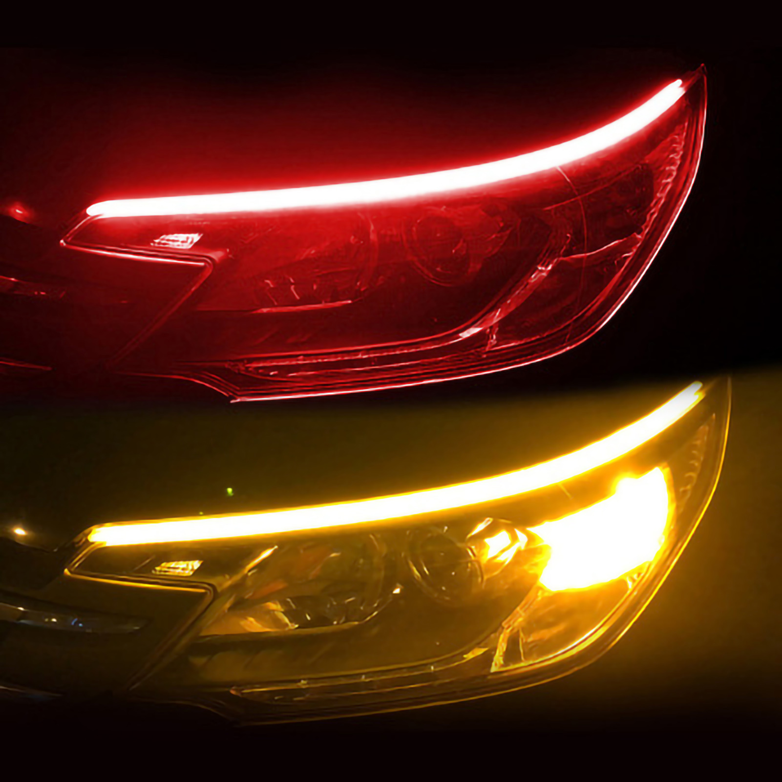 Rot-gelber Zweifarbiger Led-lichtstreifen Für Autoscheinwerfer, 60 Cm, Mit Blinkern Und Positionsleuchten.