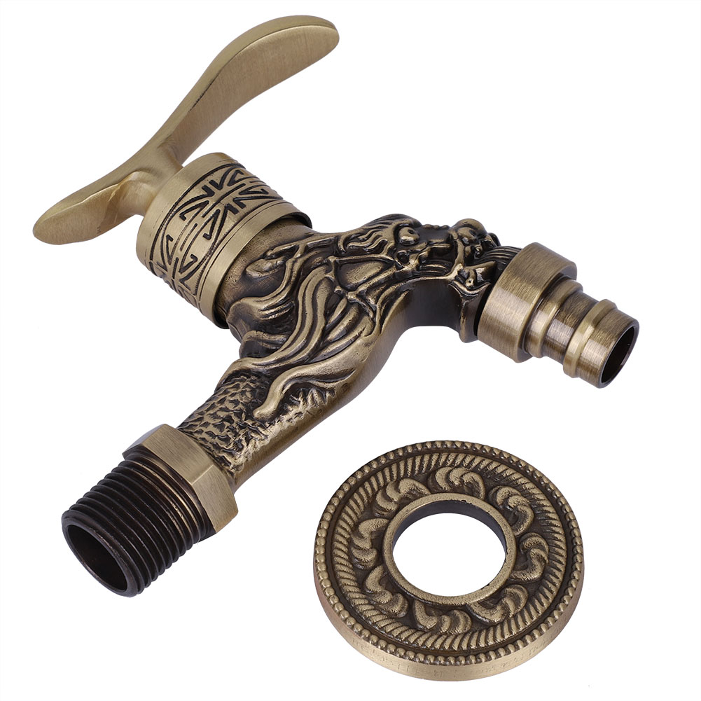 Antiker Messing-wandwasserhahn G1/2" Für Waschmaschine/wohnzimmer/waschküche, Einzel-kaltwasserhahn
