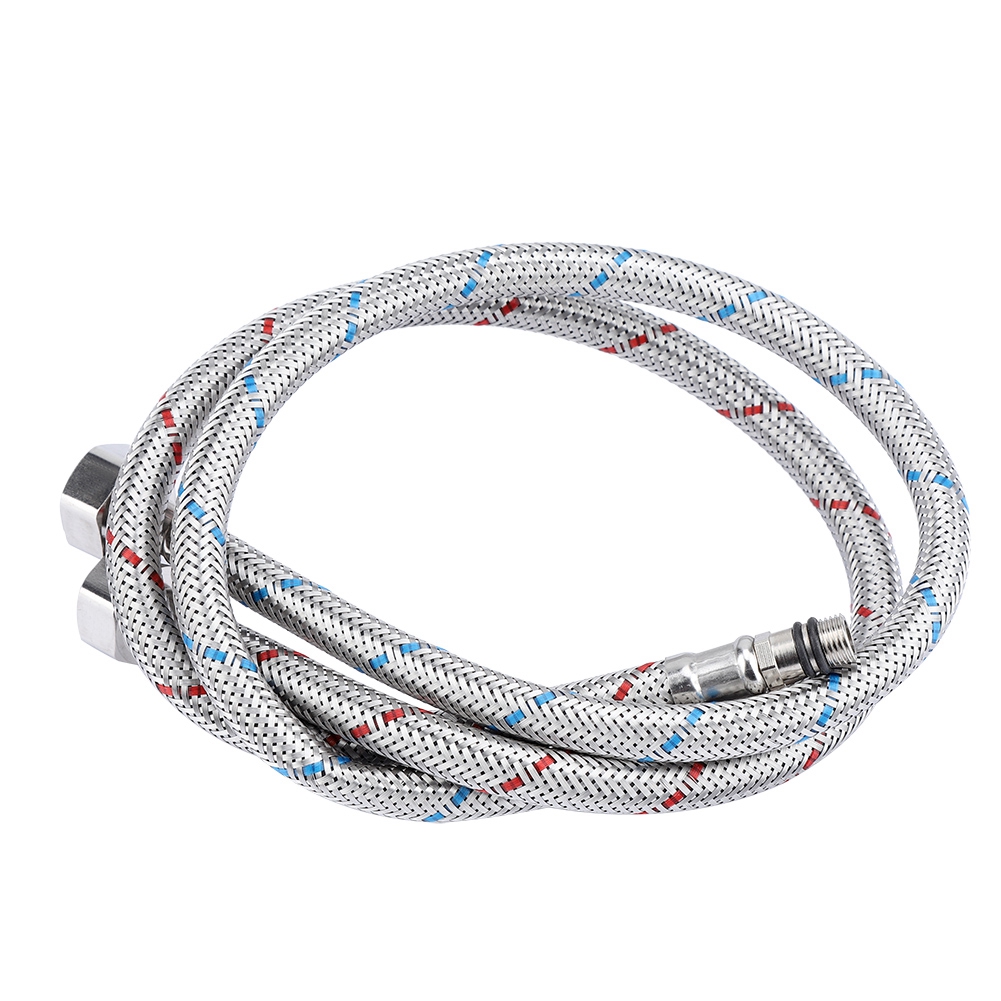 Set Aus 2 Edelstahl-wasserhahnarmaturen, Flexiblen Warm- Und Kaltwasserzulaufschläuchen (g3/8").