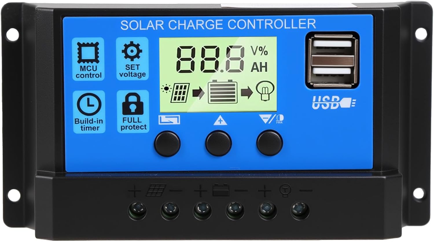 30a Pwm-solar-laderegler, 12v/24v-laderegler Solarregler Mit Einstellbarem Lcd-bildschirm, 5v 2 Usb-anschlüssen, Automatischer Einstellung, Laderegler Für Blei-säure-batterien
