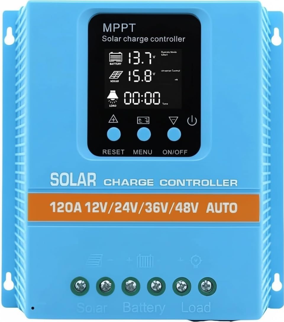 120a 12v 24v 36v 48v Solar-laderegler Mit Intelligenter Batterieerkennung, Lcd-display Und Intelligentem Regler (maximal 100v), Dual-usb-eingang Für Blei-säure-/lithium-batterien