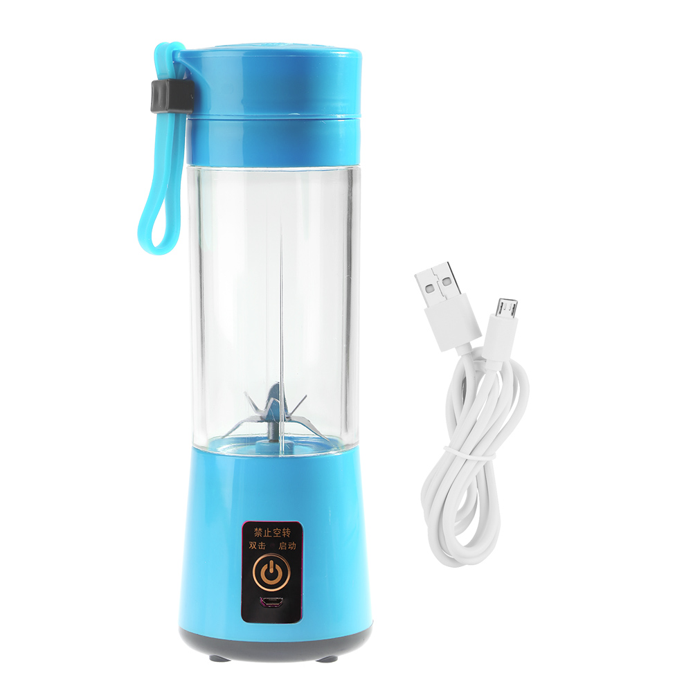 Tragbarer, Per Usb Aufladbarer Fruchtentsafter Aus Kunststoff, 350-400 Ml (blau)