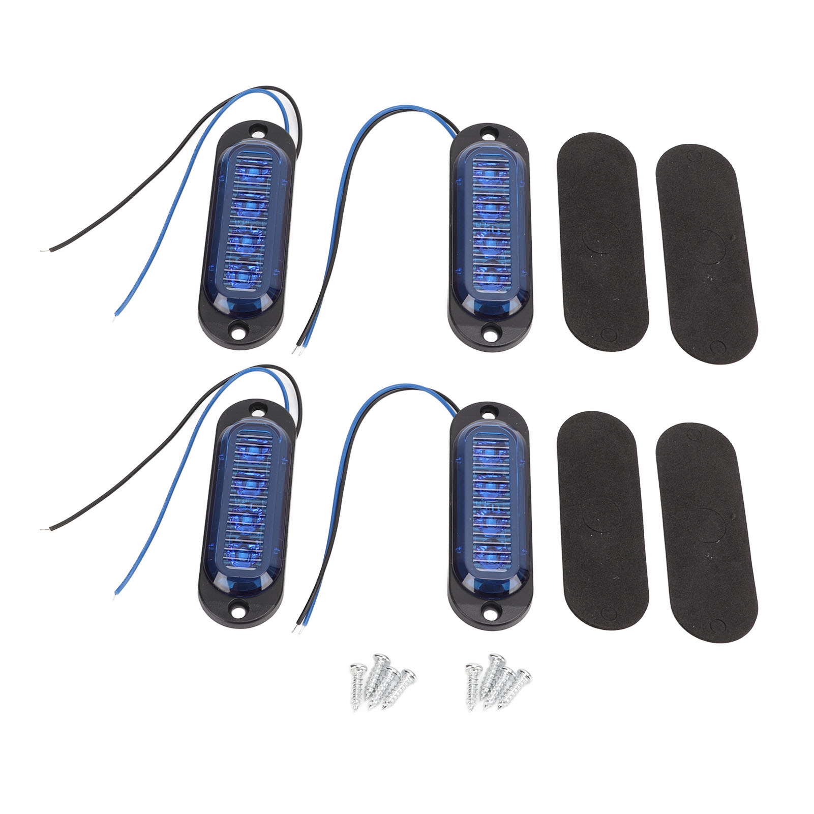 Set Mit 4 Lkw-seitenmarkierungsleuchten, Hohe Helligkeit 3000k, Ip65 Wasserdicht, 4 Leds, Einfache Installation, 12-24v Blaues Warnblinklicht