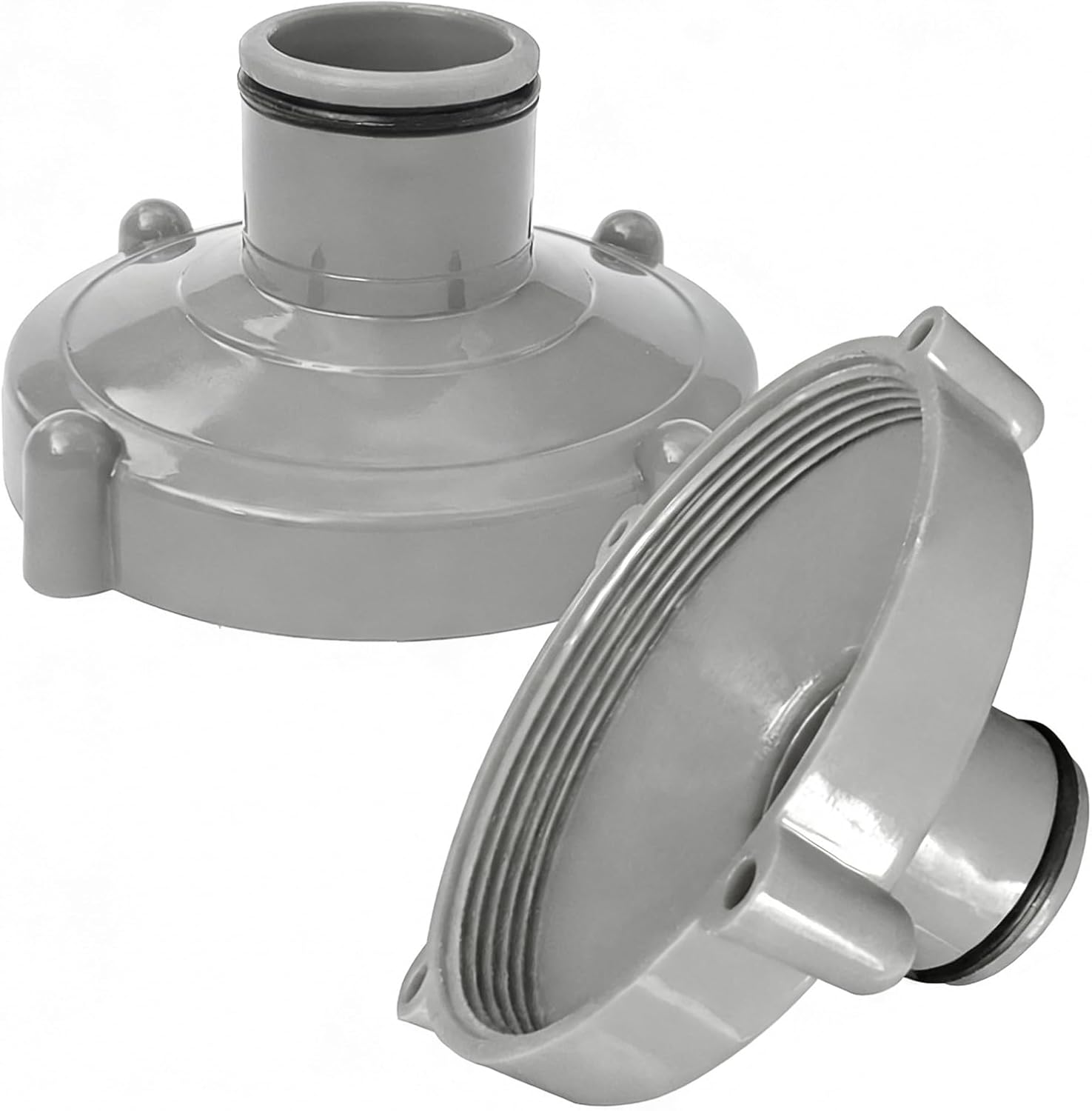 Set Mit 2 Pool-staubsauger-adaptern – Für Saugschlauch, Schnelle Poolreinigung – Adapter Für Zusätzlichen Filter Für Pools Von 80 Mm Bis 32 Mm – Grau – Mit
