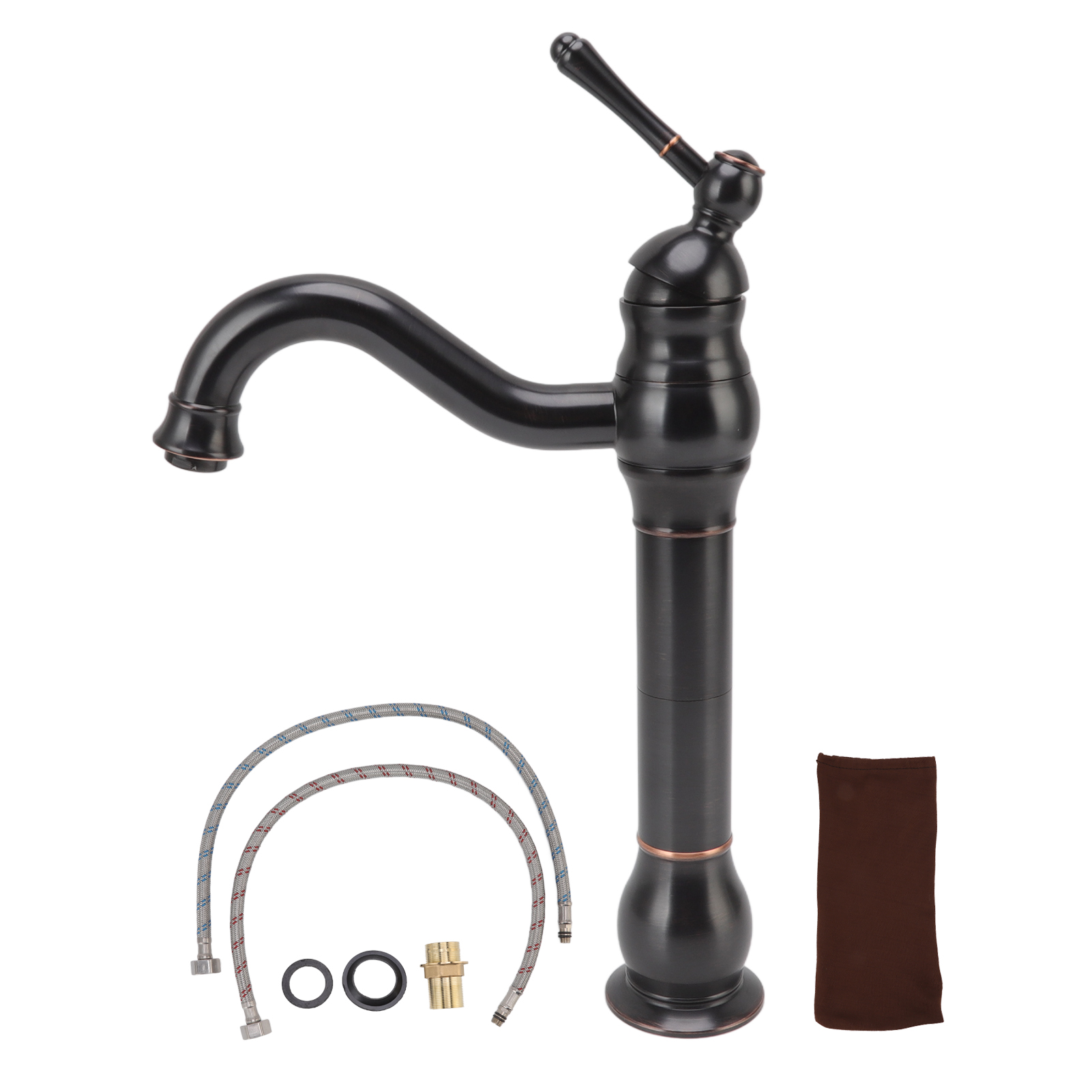 Europäischer Messing-wasserhahn Im Retro-stil, Einfach Zu Bedienen, Einhebelmischer, Mit Warm- Und Kaltwasserschlauch.