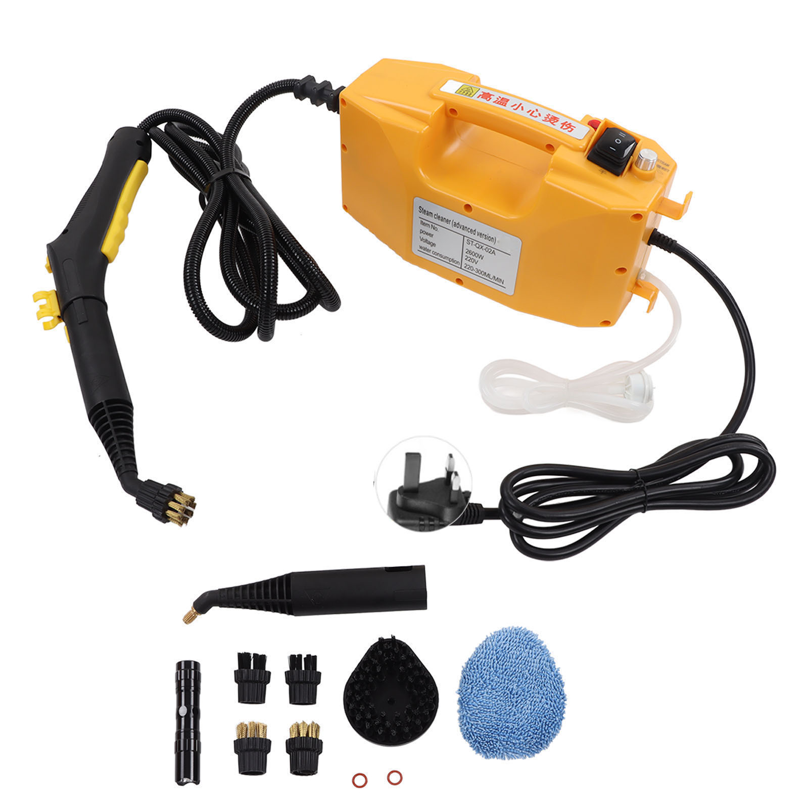 Dampfreiniger Mit 115 °c, Auslaufschutz, Multifunktionaler Tragbarer Dampfreiniger, 2600 W, Uk-stecker (220 V)
