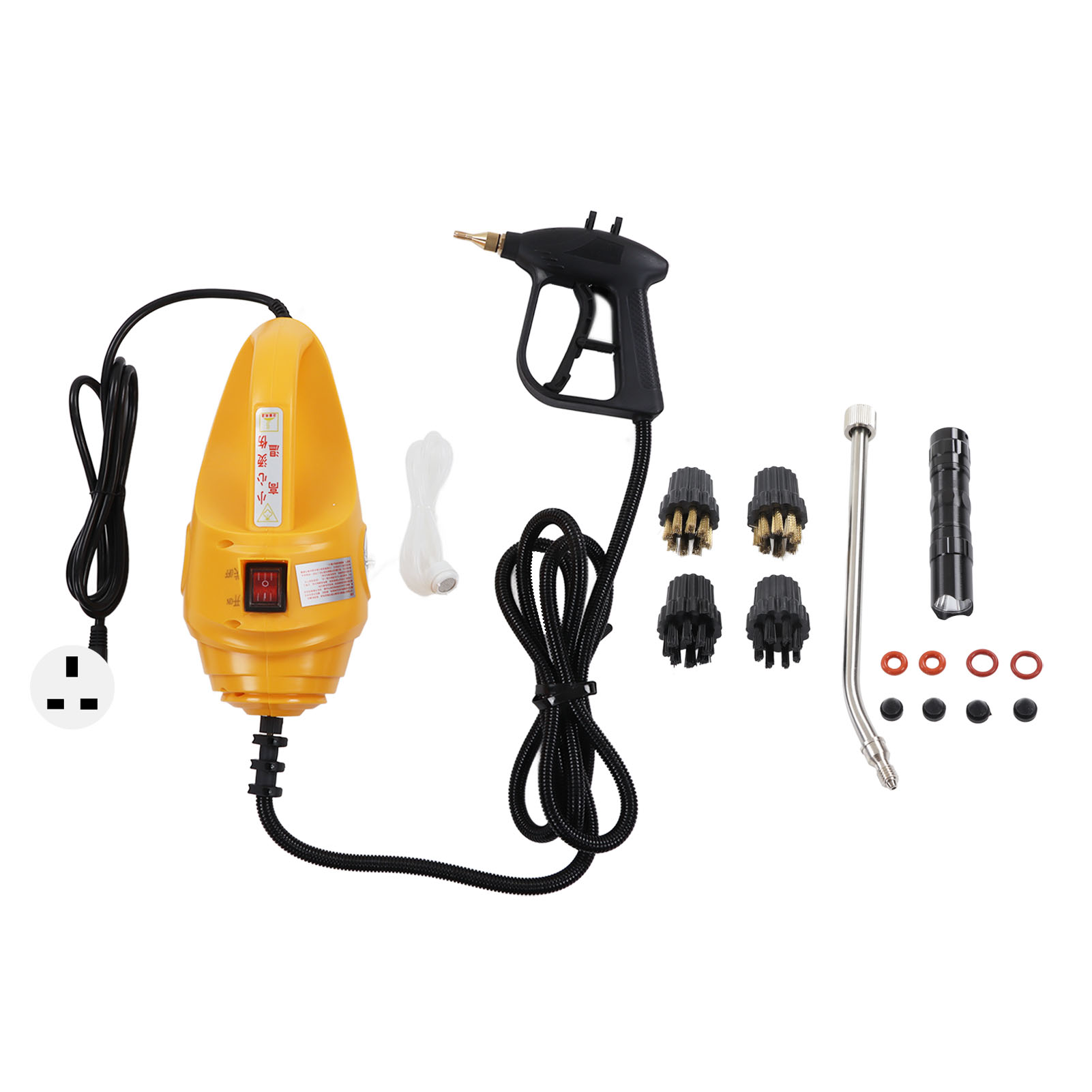 Tragbarer Hochdruckdampfreiniger, Hochtemperatur-reinigungsgerät Mit 4 Bürsten, 2600 W, Uk-stecker (220 V)