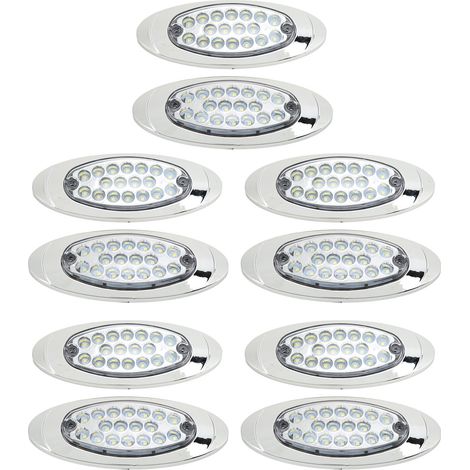 Packung Mit 10 Seitenmarkierungsleuchten Mit 18 Leds, 12-24 V, Ip67 Wasserdicht, 1200 Lm, Für Anhänger, Lkws Und Yachten (weiß).