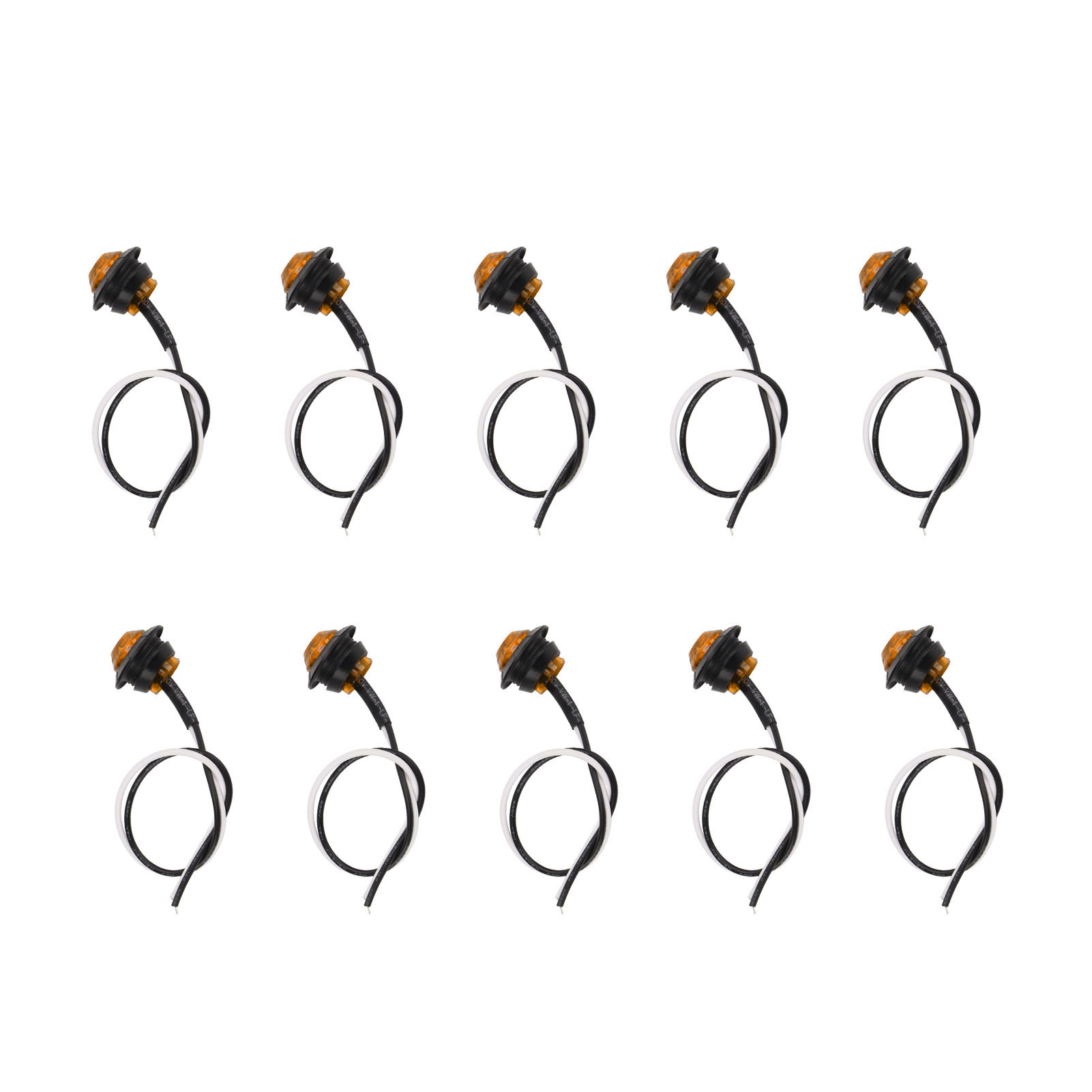 Packung Mit 10 3-led-seitenmarkierungsleuchten, Ip68 Wasserdicht, Rund, Universell Für Lkws, Pkws Und Wohnmobile, Gelbe Farbe.
