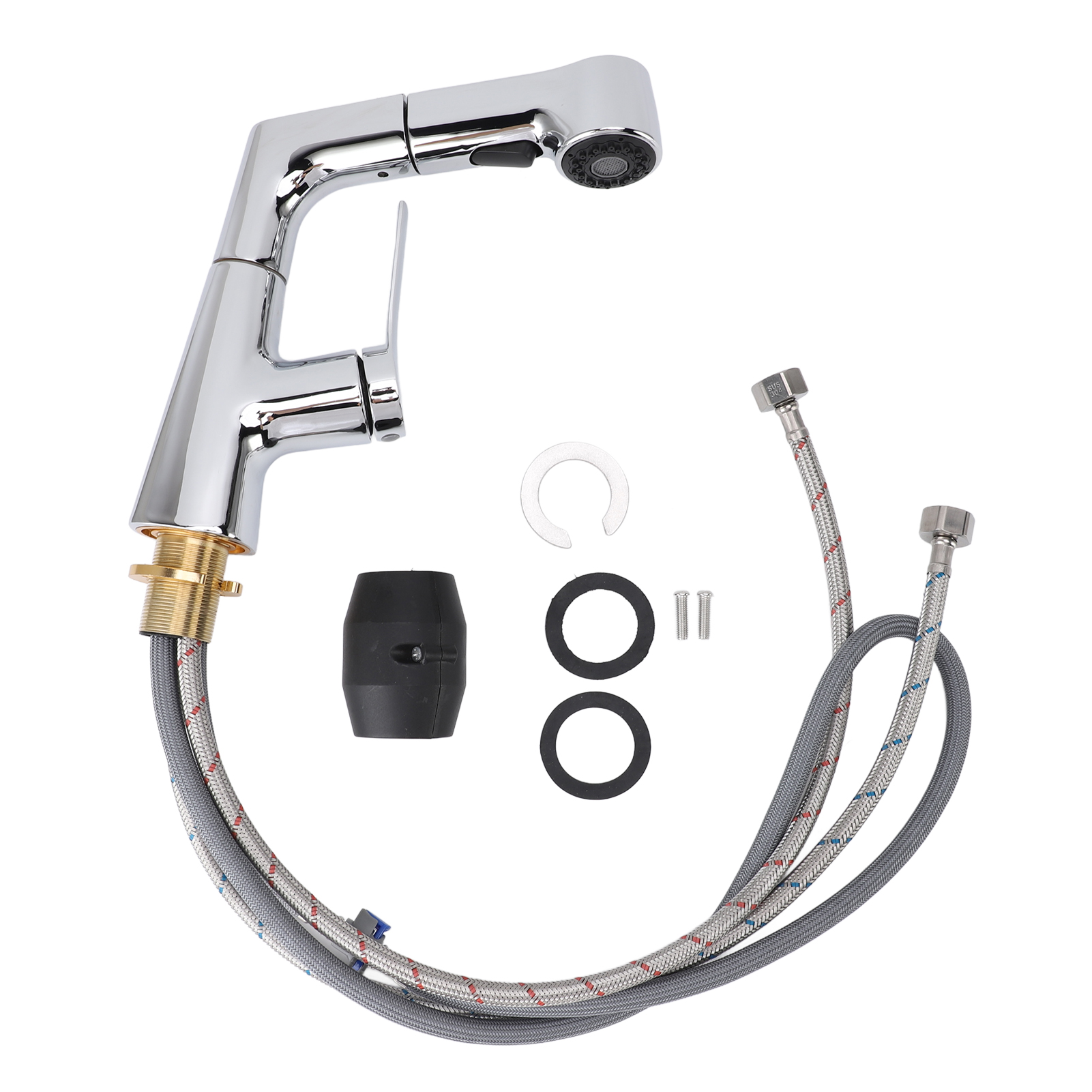 Elegante, Galvanisierte Universal-küchenarmatur Mit Ausziehbarem Brausekopf, Teleskopschlauch Und Ausziehbarem Brausekopf.