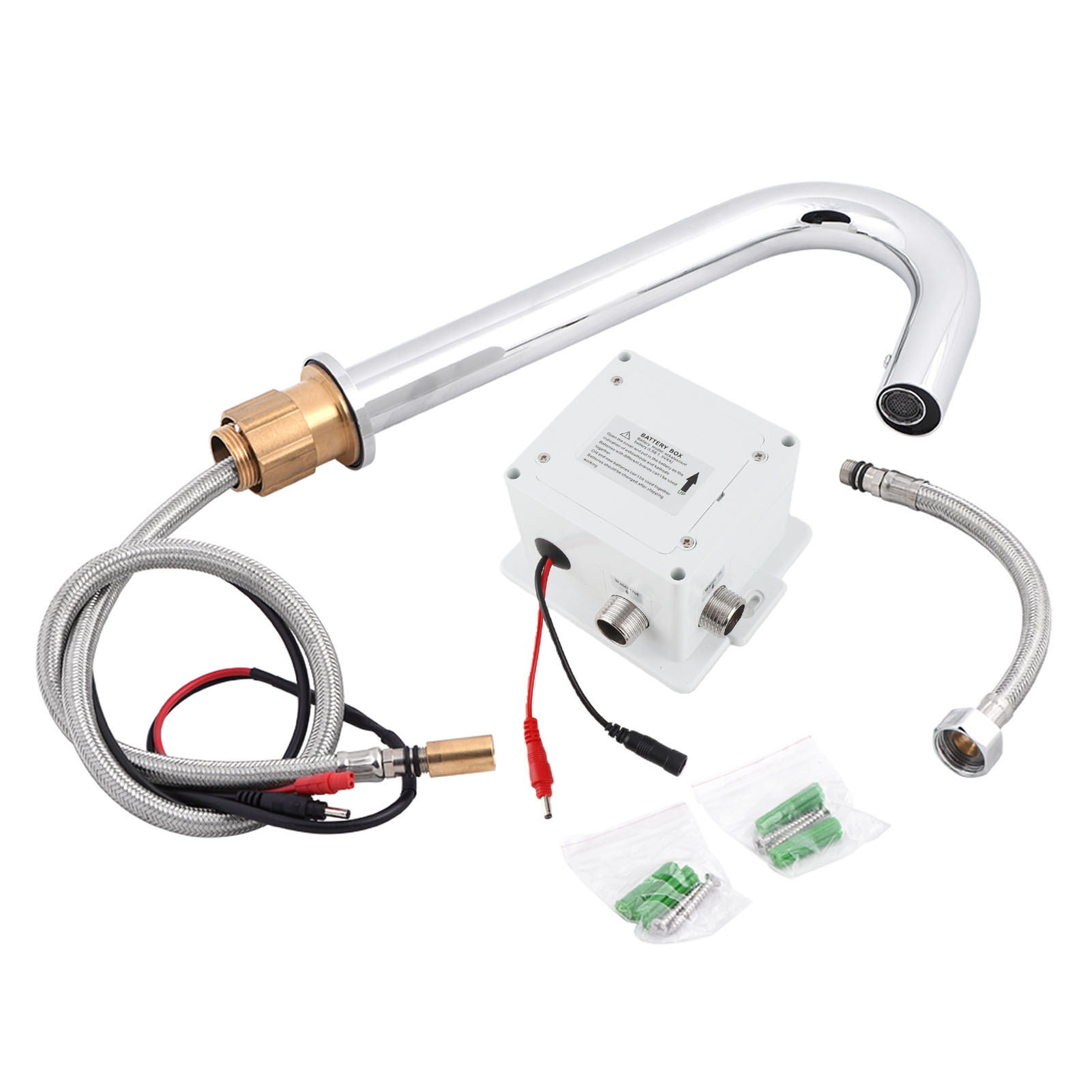 Automatischer Messing-wasserhahn Mit Infrarotsensor Und Flexiblem Schlauch Für Badezimmer- Oder Küchenwaschbecken.
