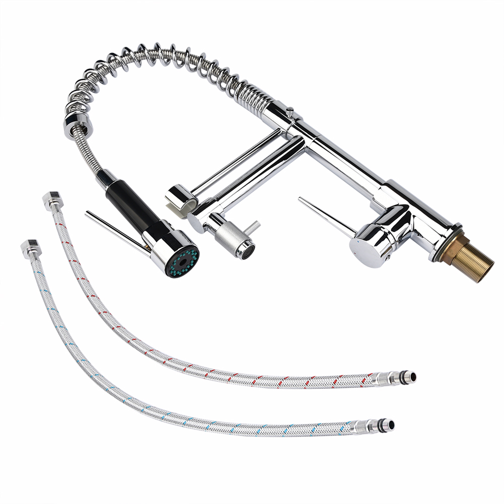 Einhebel-küchenarmatur Aus Messing Mit Federmechanismus Und Ausziehbarem Brausekopf (g1/2 Standard)