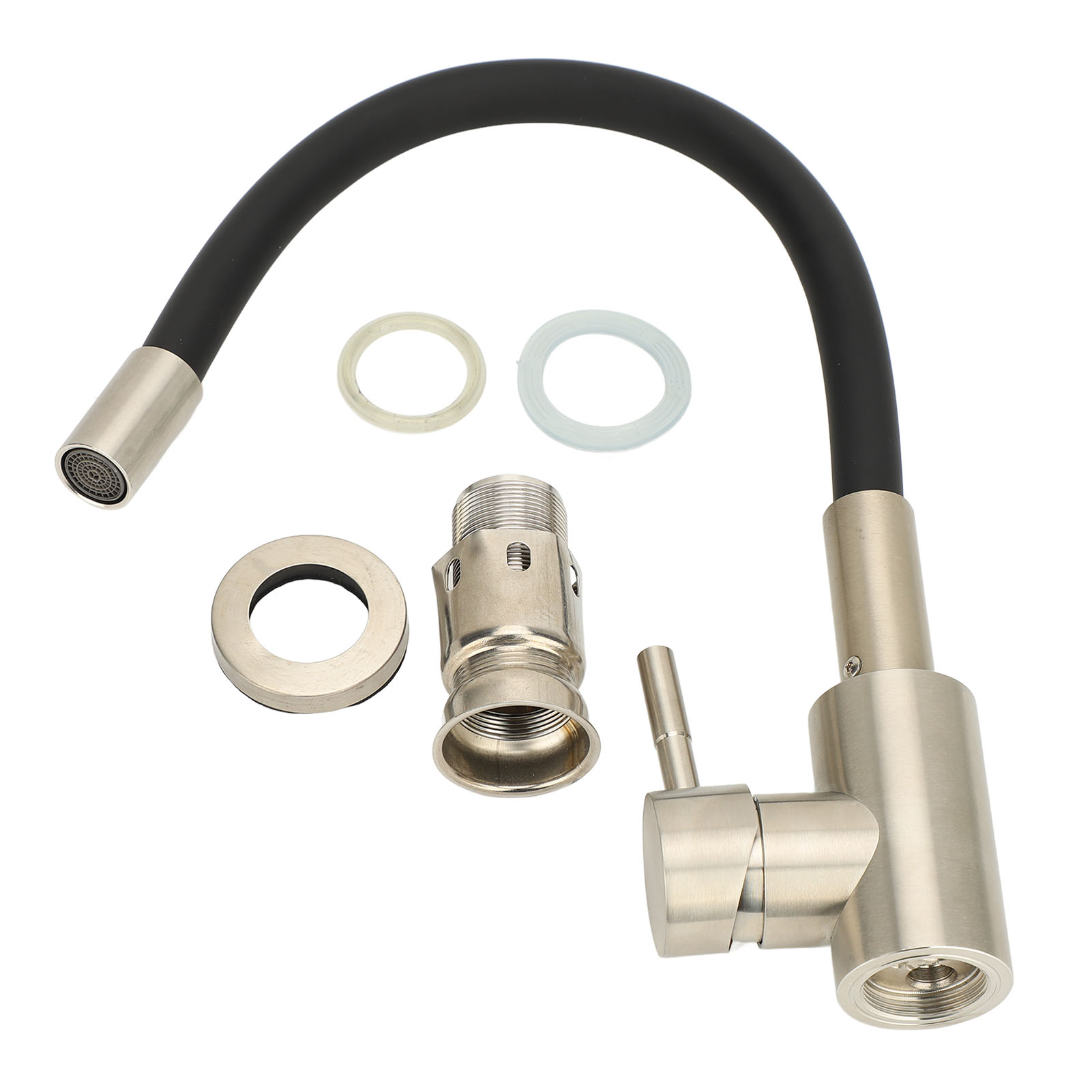Flexible Edelstahl-küchenarmatur G1/2 Mit Flexiblem Gummiauslauf Und Einhebelmischer Für Küchen-, Waschküchen- Und Badezimmerwaschbecken.
