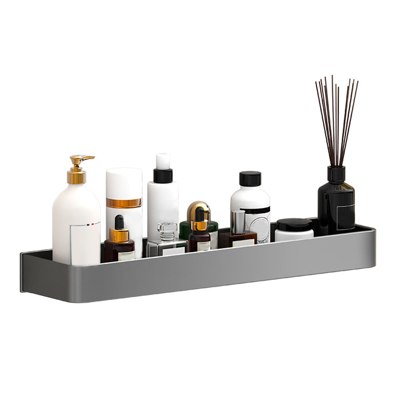 Wandmontierte Badezimmerablage, Aluminium, Für Dusche, Schwebend, Grau, 30 Cm, Einlagig