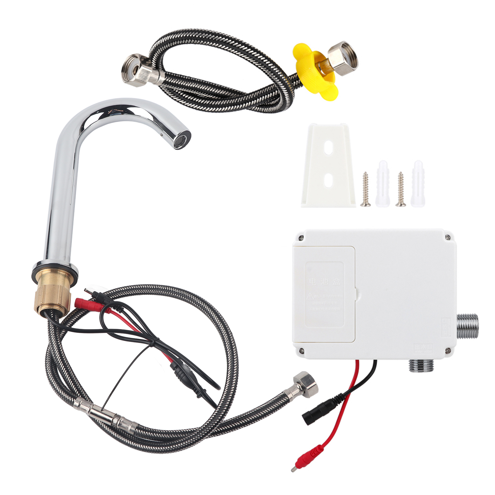 Automatischer Infrarot-wasserhahn Mit G1/2-zoll-gewinde, Induktionssensor Und Steuereinheit (mittlere Höhe) Für Unterbau- Oder Aufsatzwaschbecken Mit Einer Beckenhöhe Von