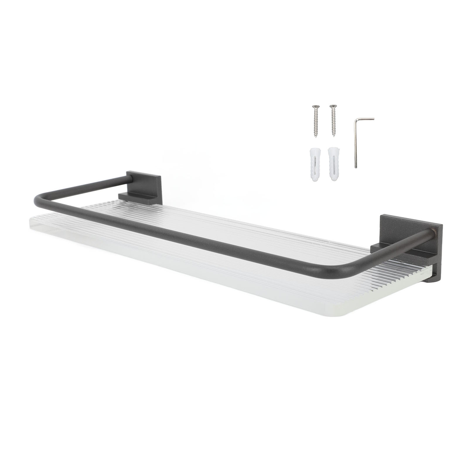 30 Cm Breites Badezimmer-wandregal, Handtuchhalter Aus Aluminium Und Acryl, Grau