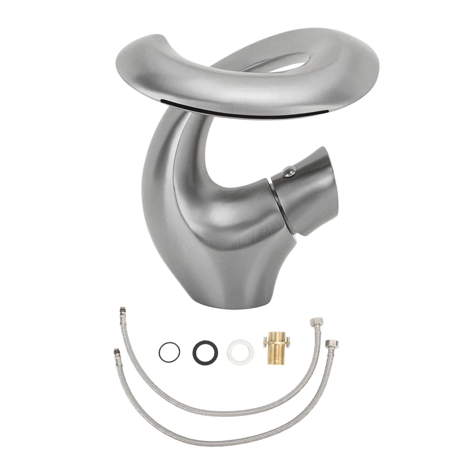Verstellbare Wasserfall-waschtischarmatur Aus Messing, Elegantes Design, Für Unterbauwaschbecken, Grau