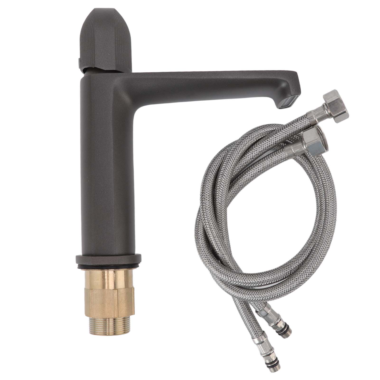 Kupfer-waschtischarmatur, Kupferkörper, G1/2-gewinde, Warm- Und Kaltwasser, Für Bad Und Wc, Grau.