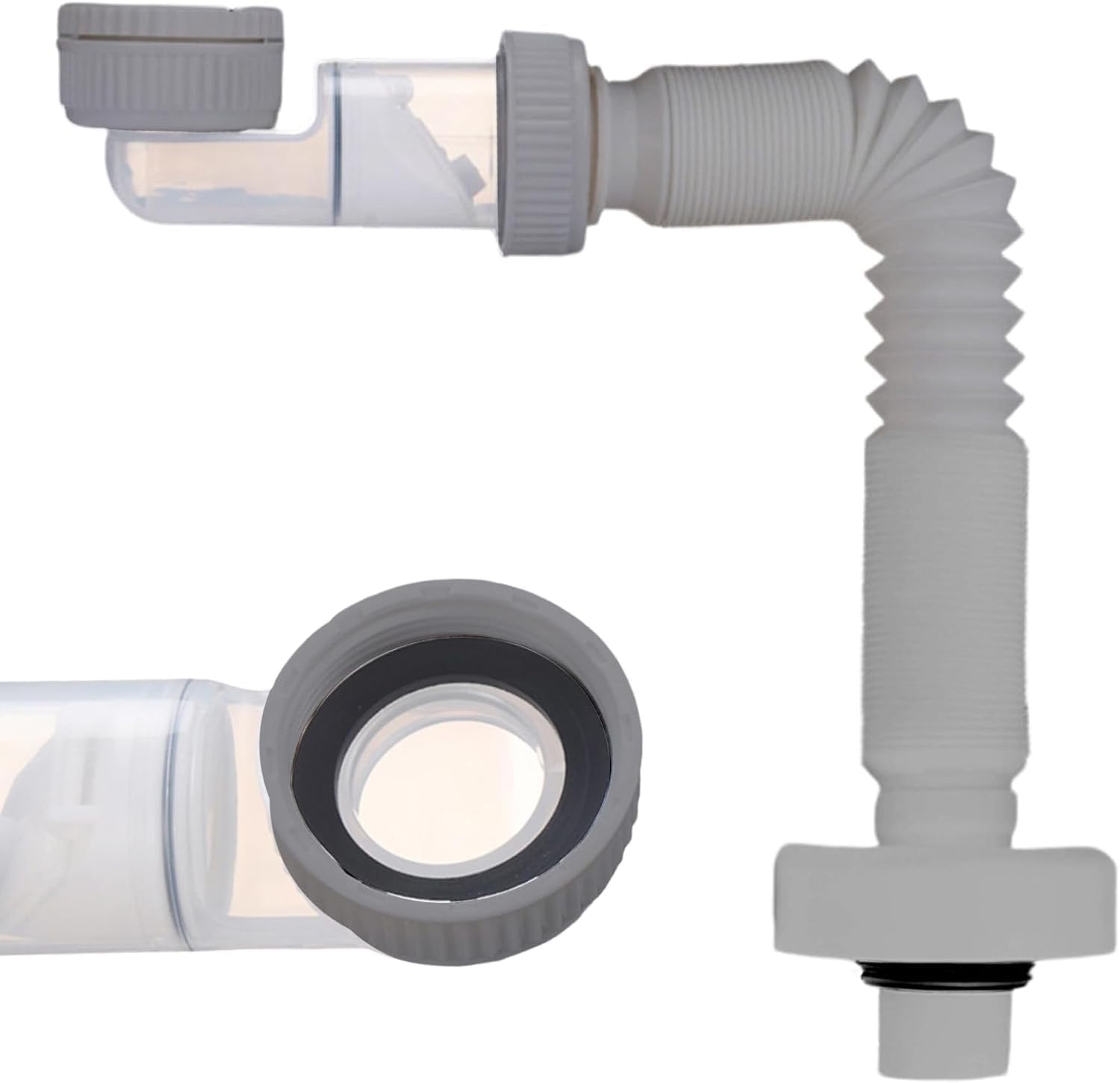Extra Flacher 1 1/4"-waschbeckensiphon, Ausziehbarer Abfluss 38-93 Cm, Geruchsdicht Und Platzsparend, Geeignet Für Badezimmer- Und Küchenwaschbecken, Verstellbares Und Austauschbares Abflussrohr (grau