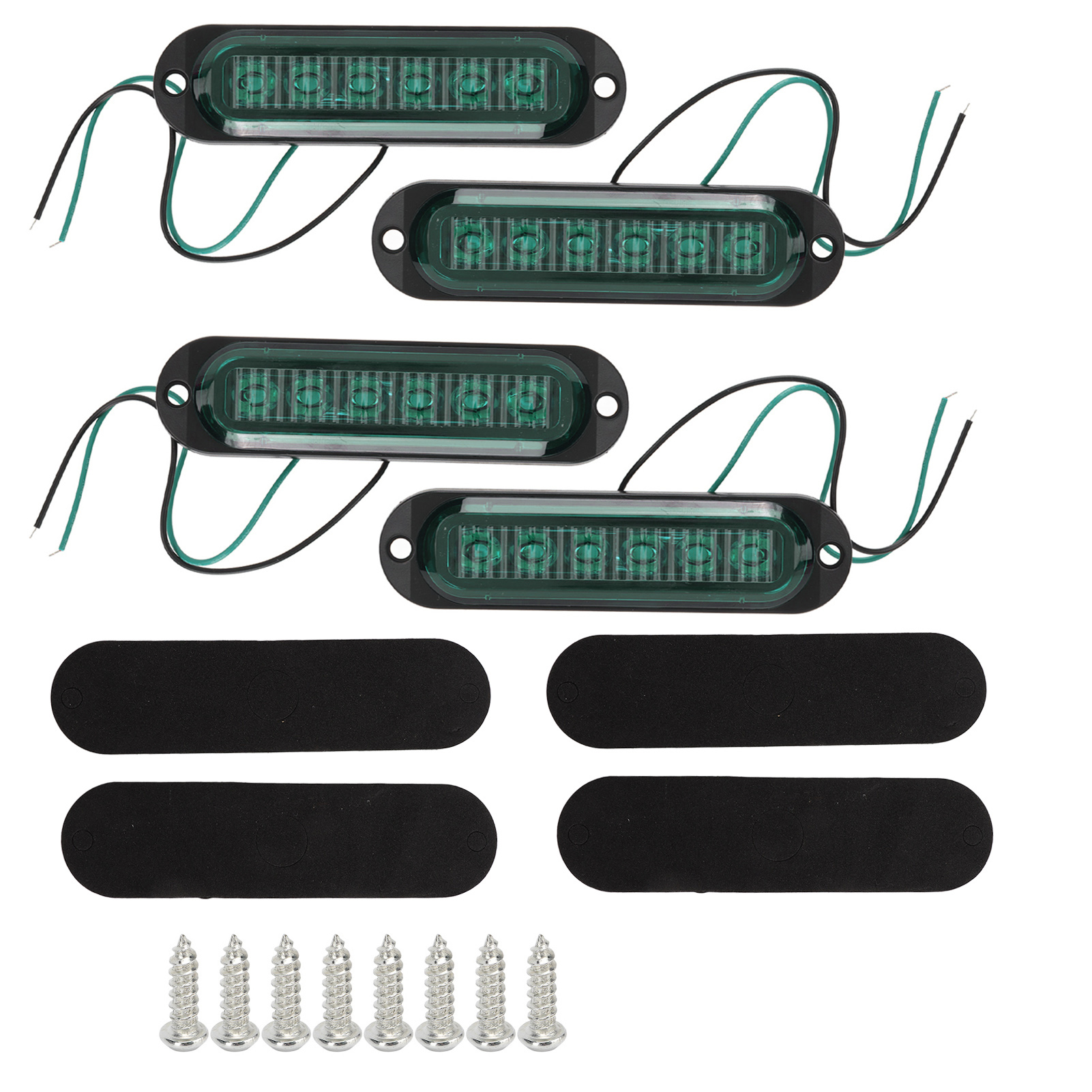 Set Mit 4 6-led-autosignalleuchten, Ip65 Wasserdicht, 90 Lm, Für Lkws Und Andere Fahrzeuge (12-24 V, Grün).