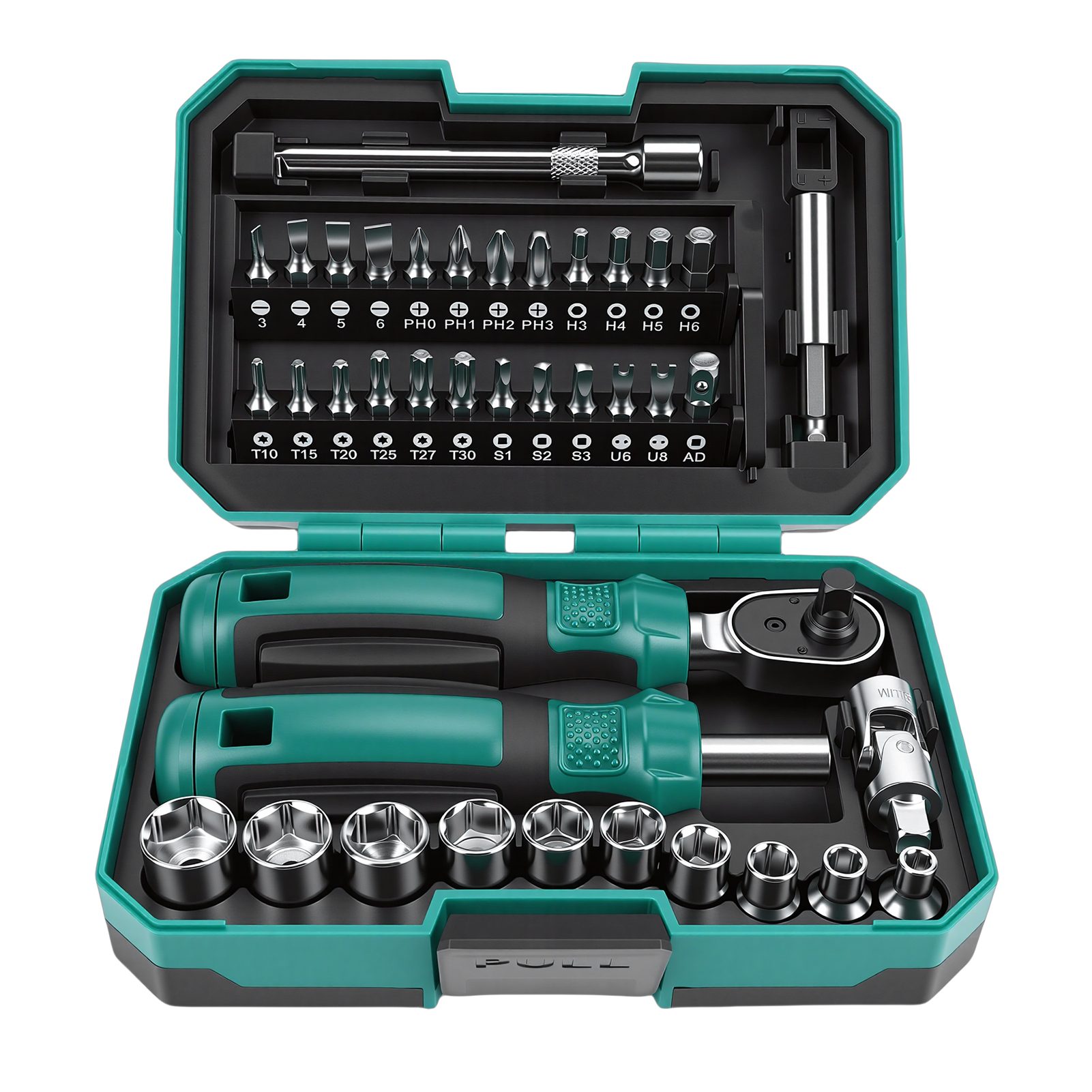 Ratschen- Und Schraubendrehersatz, 10 Steckschlüssel, 24 Bits, 2 Verlängerungen, 1/4"-universalgelenkschlüssel Und Schraubendreher