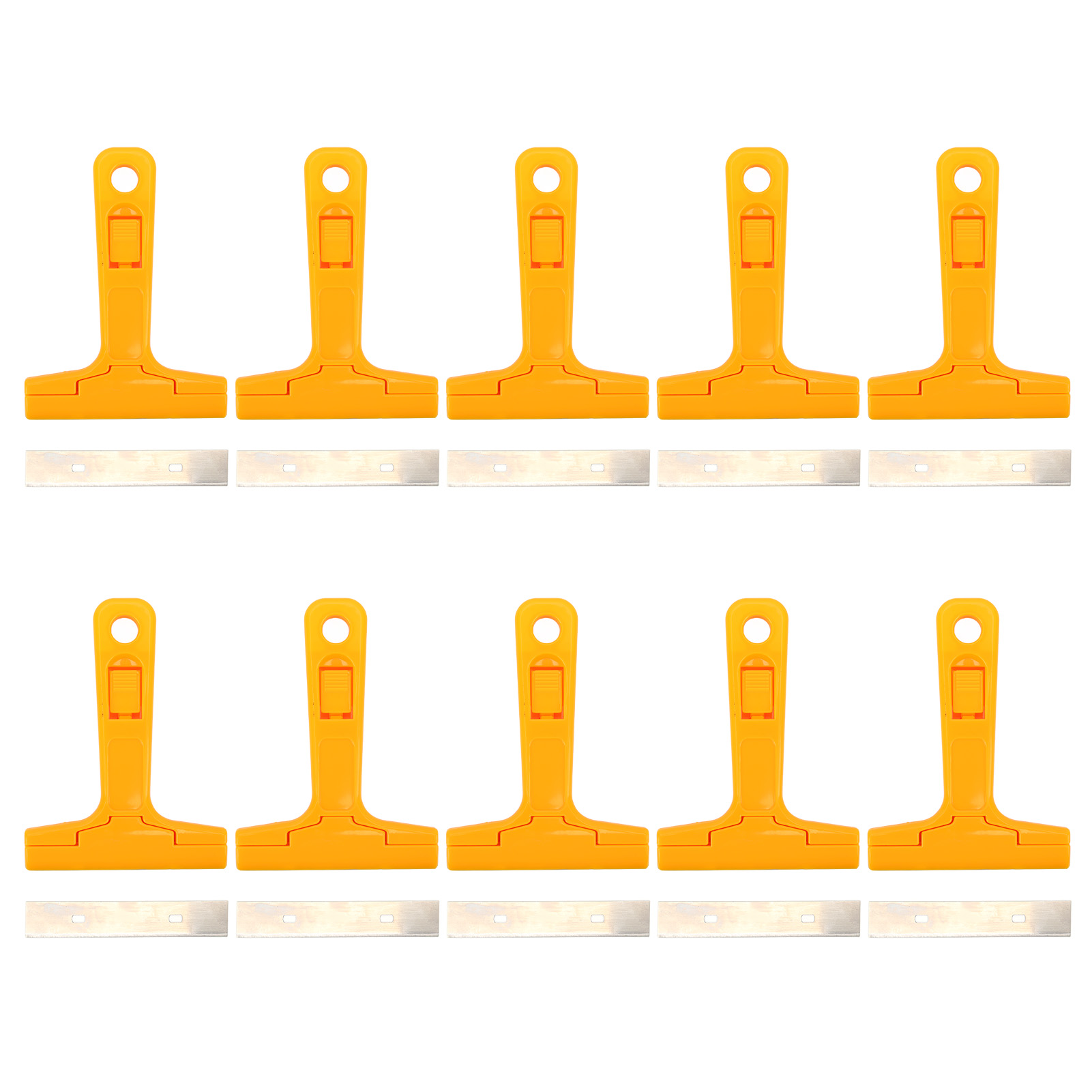 Packung Mit 10 Edelstahl-rasierklingenschabern Mit Ergonomischem Griff, Elektronisches Werkzeug Zum Entfernen Von Klebstoff, Orange Farbe.