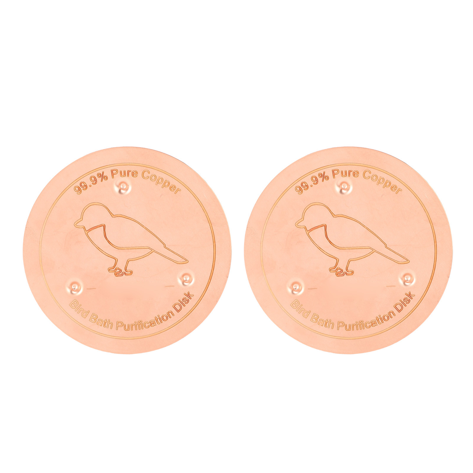 Set Aus 2 Reinen Kupferscheiben Für Vogeltränken, 3-punkt-stütze, Wasserreiniger, Für Den Außeneinsatz Zu Jeder Jahreszeit.