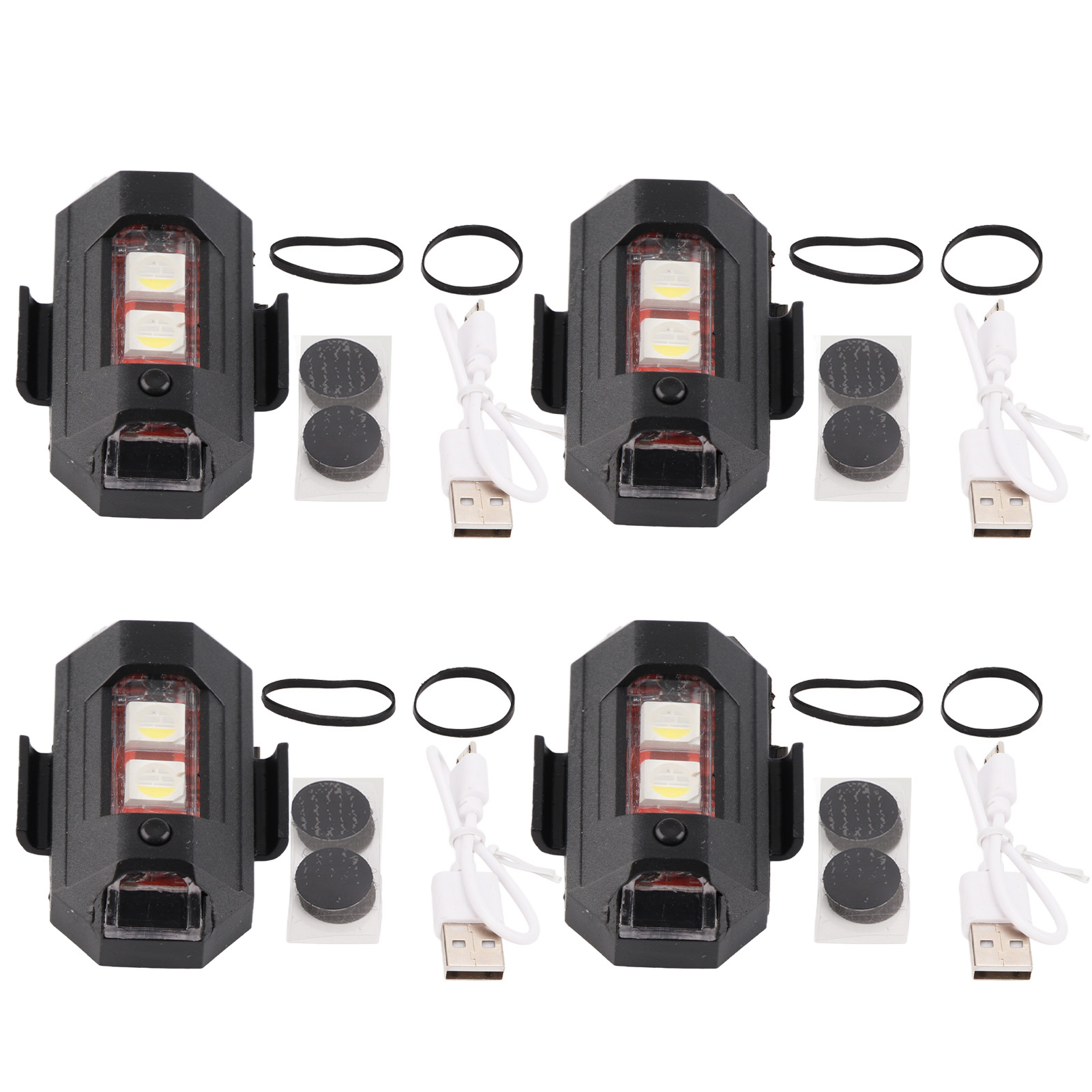 Set Mit 4 Blinkenden Led-antikollisionslichtern (7 Farbmodi) Für Drohnen, Motorräder, Quads Und Fahrräder.