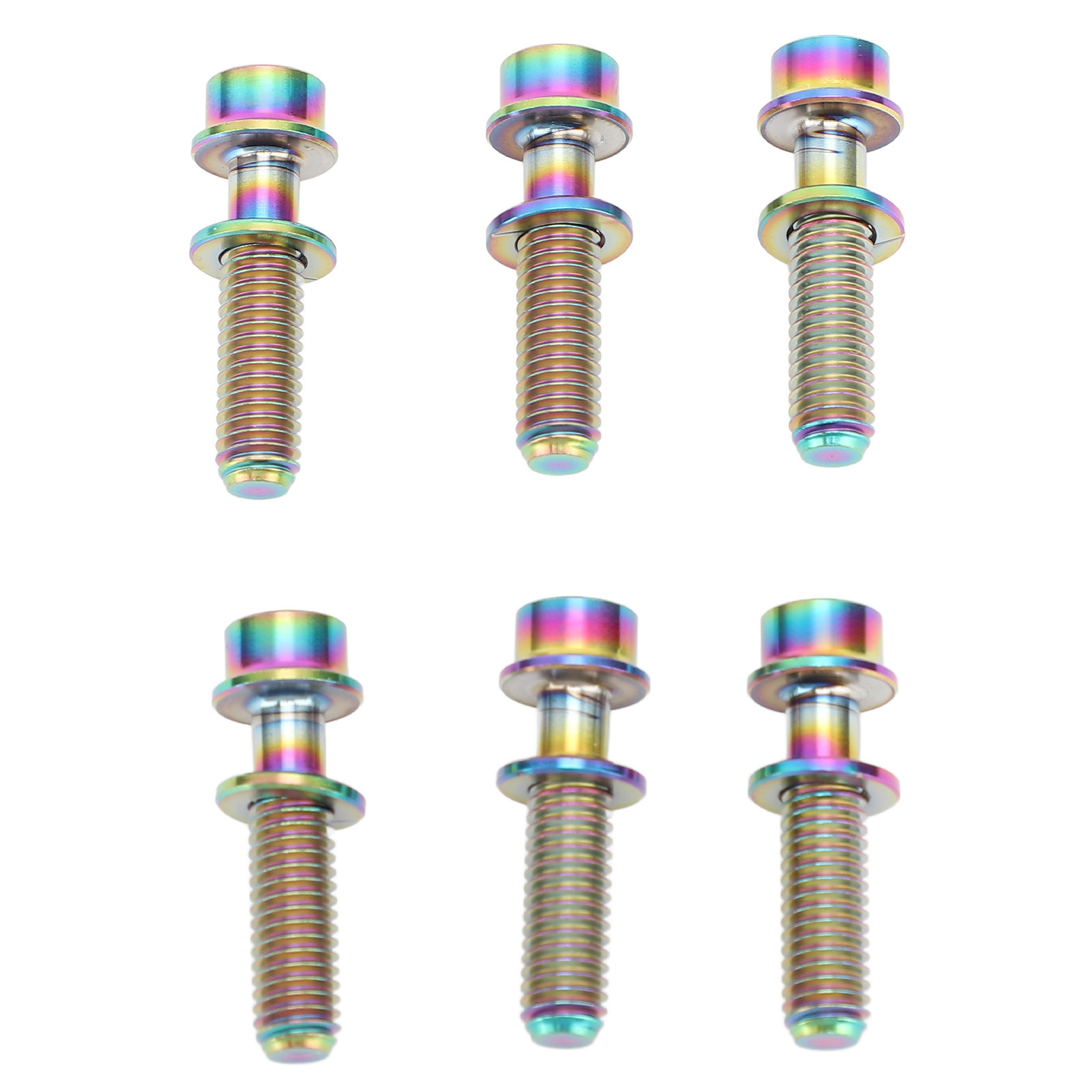 Set Mit 6 Fahrradvorbauschrauben Aus Titanlegierung M5x20 Mm Mit Unterlegscheiben, Für Mountainbikes Und Rennräder, Verschiedene Farben.