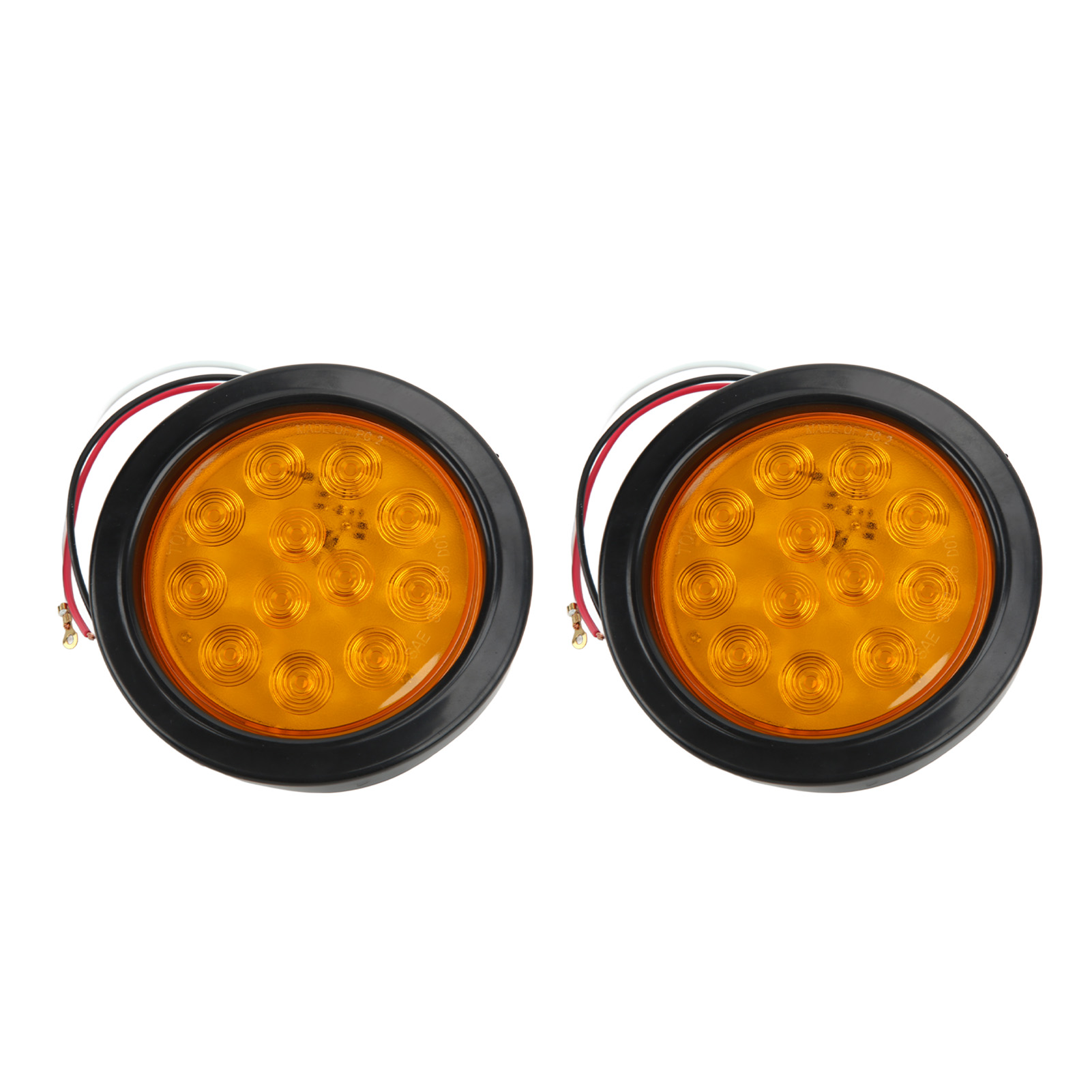 Set Aus 2 Runden, Bernsteinfarbenen 12-led-rückleuchten Für Anhänger, Bremslicht, Blinker Und Positionslicht Hinten, Für Traktoren Und Lkws.