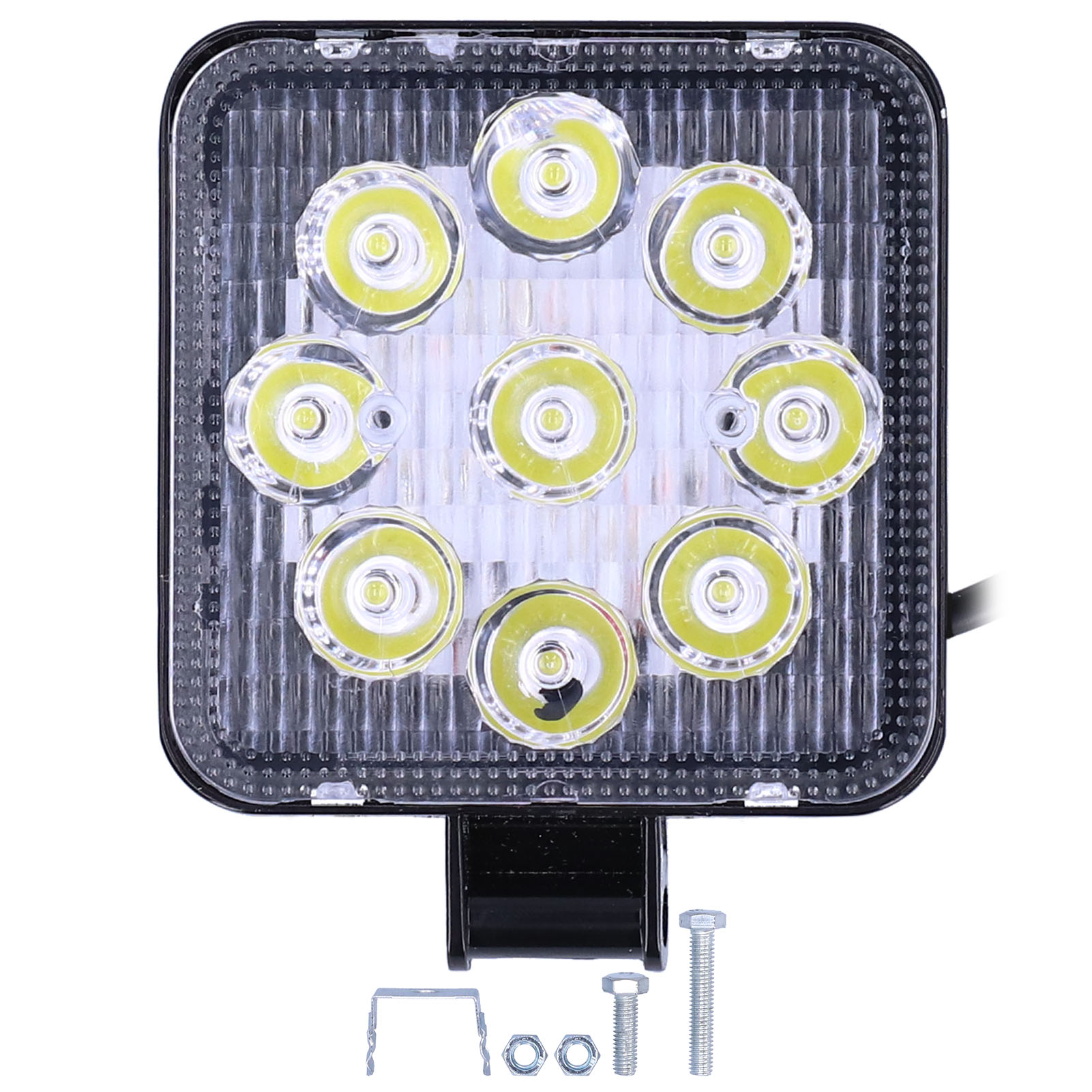 Quadratische 9-led-arbeitsleuchte 27w Aus Aluminiumlegierung Und Polycarbonat Ip67 Für Auto, Motorrad Und Offroad (universell)