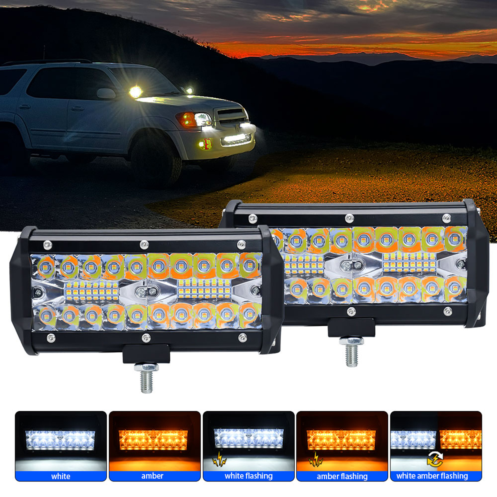 Set Aus 2 7-zoll-led-arbeitsscheinwerfern Mit Breitem Lichtkegel Und Kombiniertem Nebelscheinwerfer Sowie 5 Beleuchtungsmodi Für Pkw, Lkw, Anhänger Und Geländewagen.