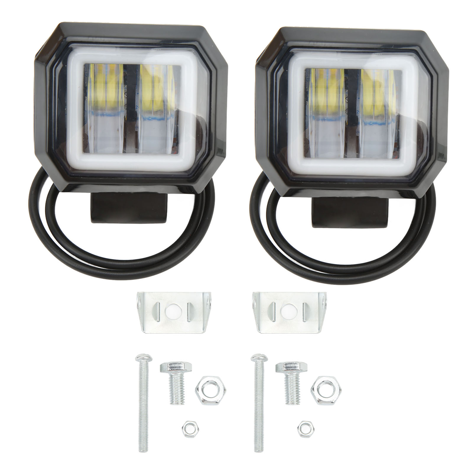 20w 6500k Led-quadratlichtleiste Mit Spotlicht, Tagfahrlicht, Seitenpositionsleuchten Und Nebelscheinwerfern Für Lkws, Suvs Und Geländequads (rote Öffnung).