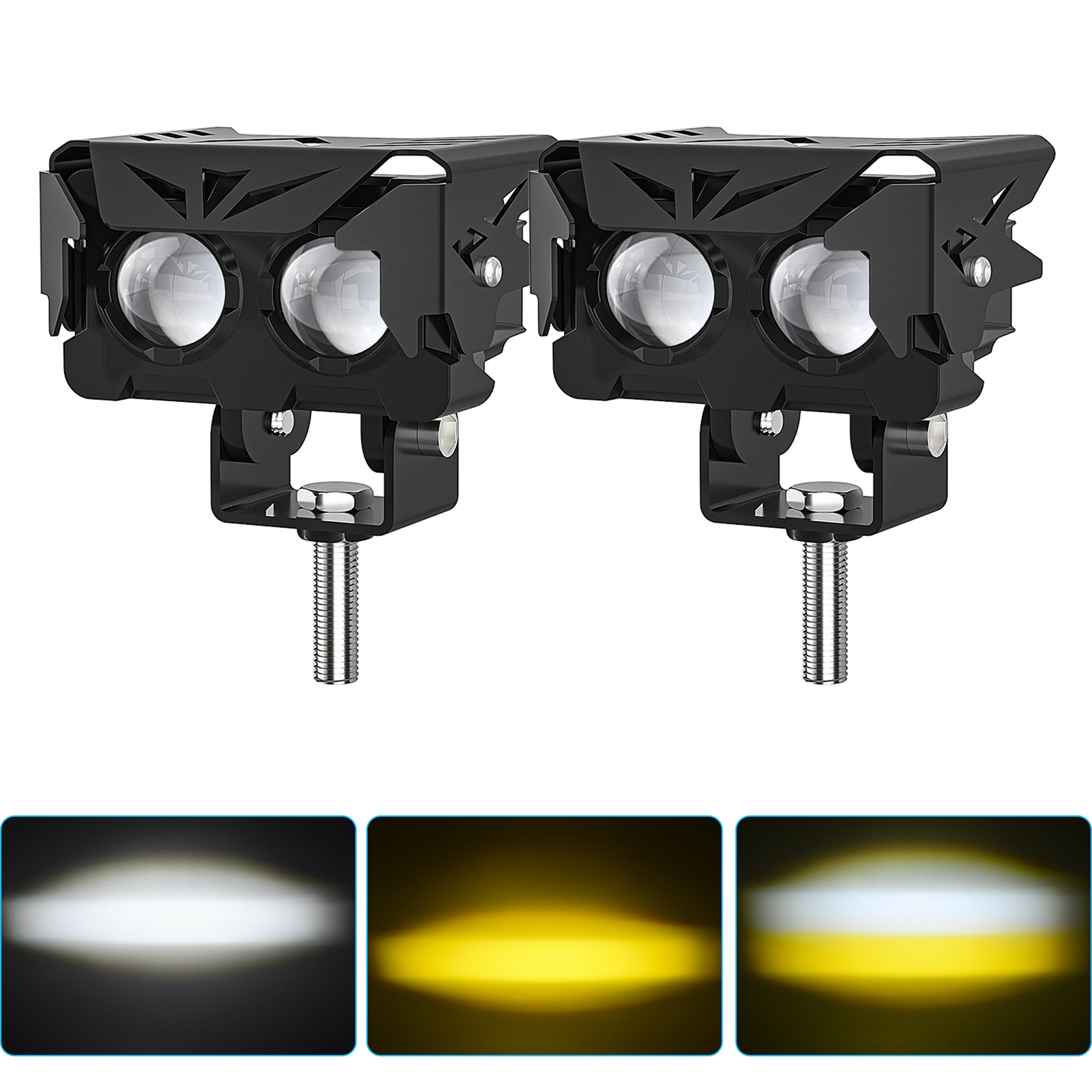 Led-nebelscheinwerfer Für Motorräder, 120 W, Weiße Und Gelbe Led-scheinwerfer, Ersatz Für Jeep, Motorrad, Traktor, Lkw, Atv, Utv, Suv, Boot (2er-set)