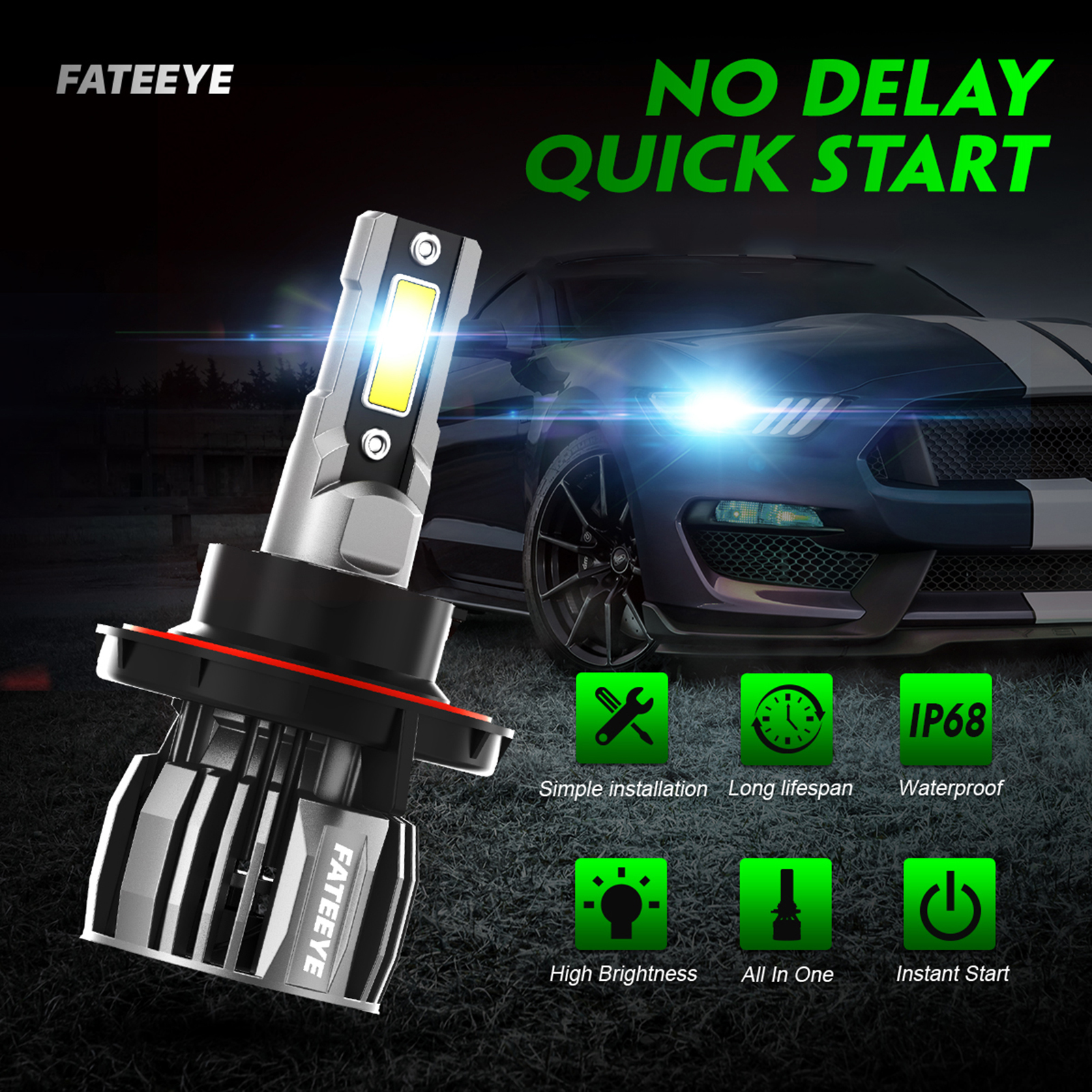 2er-pack H13 Led-nebelscheinwerferlampen Für Autos, Wasserdicht, 6500 K, 60 W, 13000 Lm, Leistungsstarke Led-beleuchtung